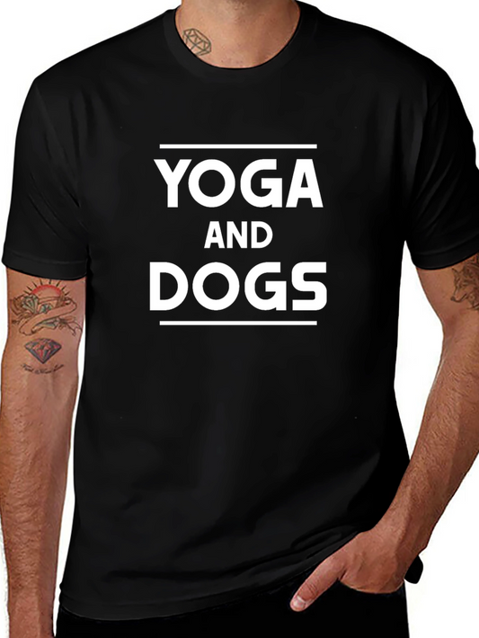 Yoga and Dogs Graphic Tee - Black Cotton Casual T-Shirt