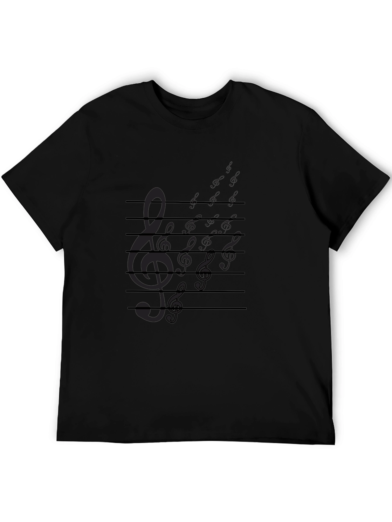 Musical Notes Graphic Tee - Black Cotton T-Shirt