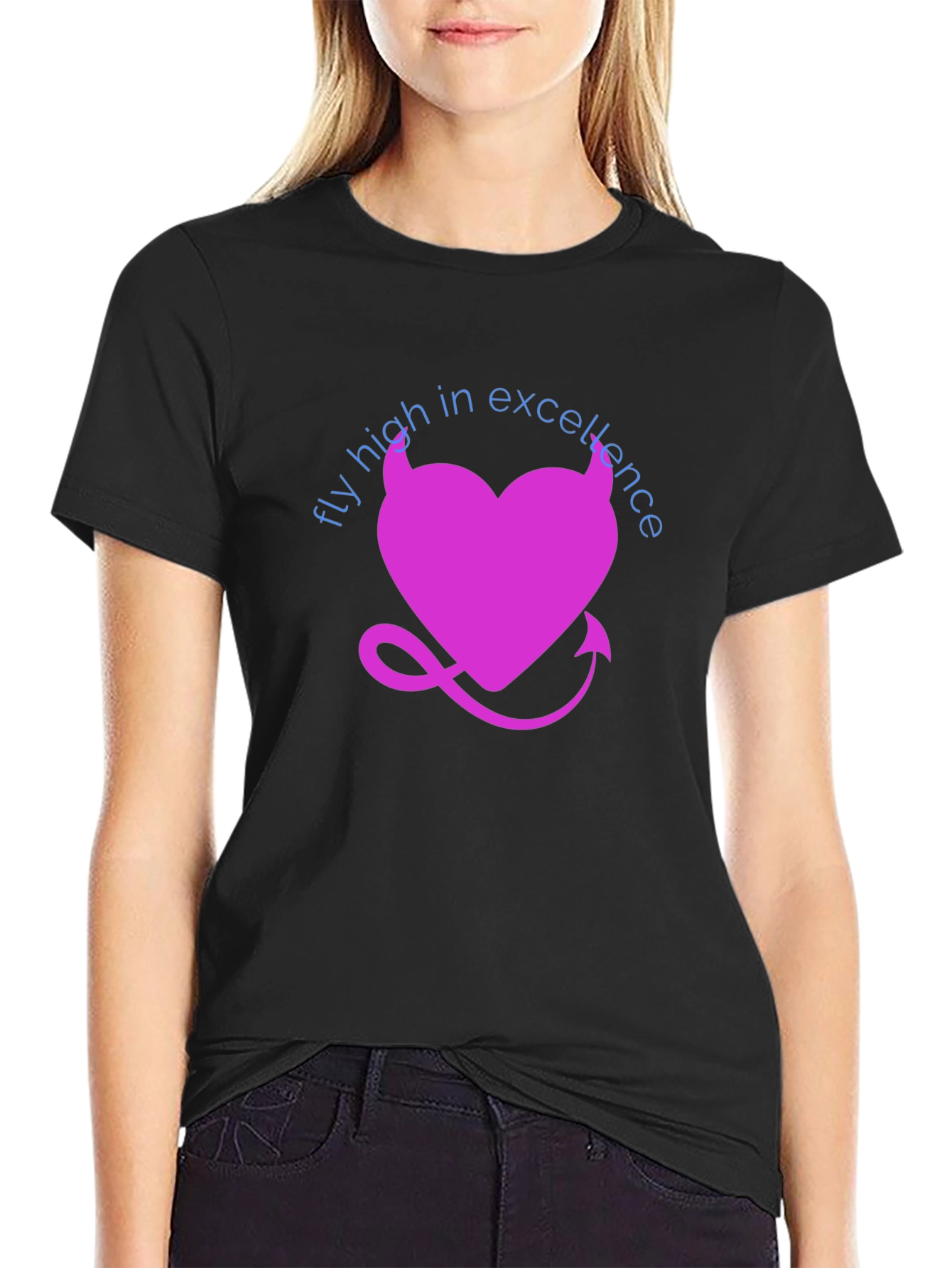 Fly High in Excellence T-Shirt - Devil Heart Design