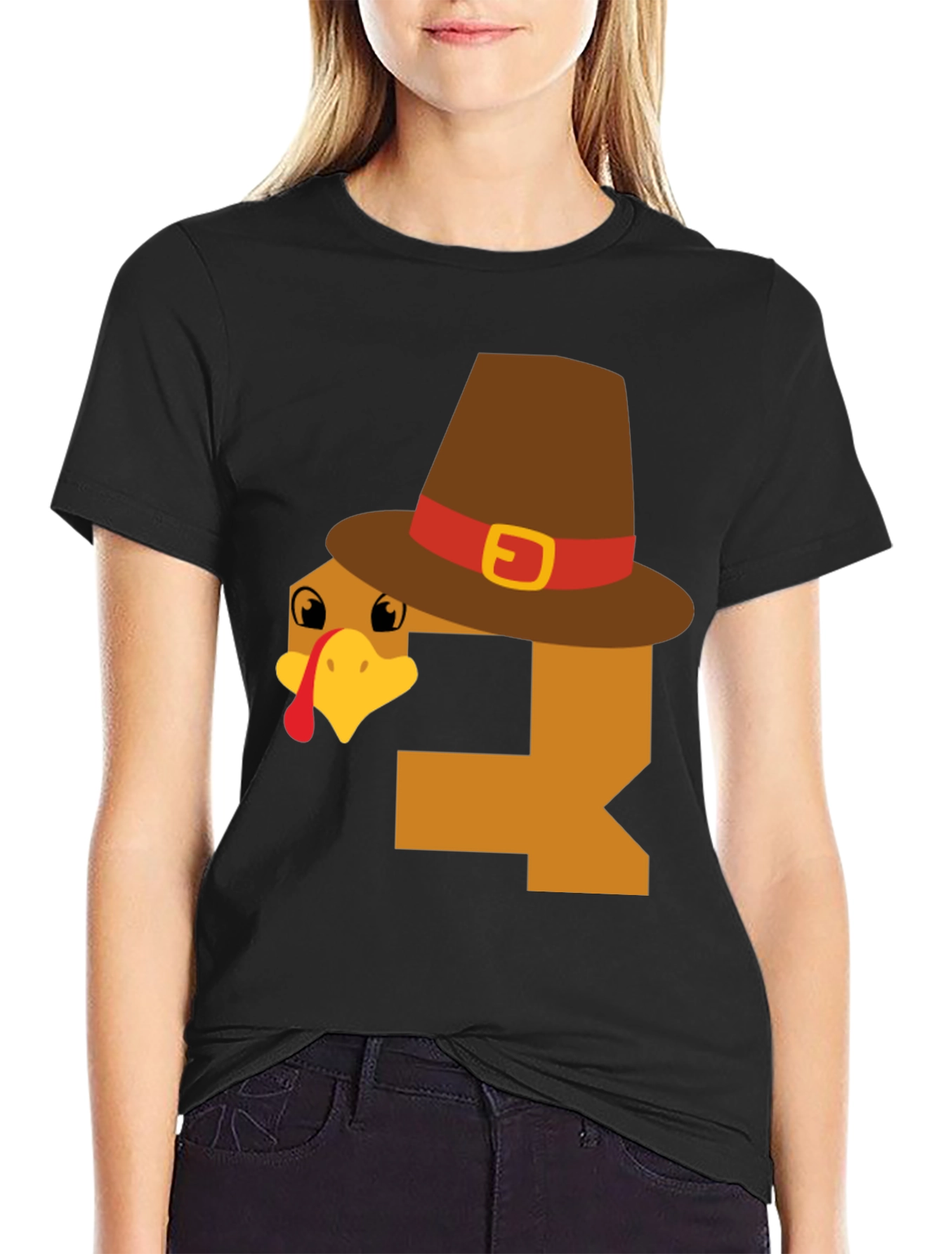 Festive Thanksgiving Turkey Pilgrim Hat Graphic Tee