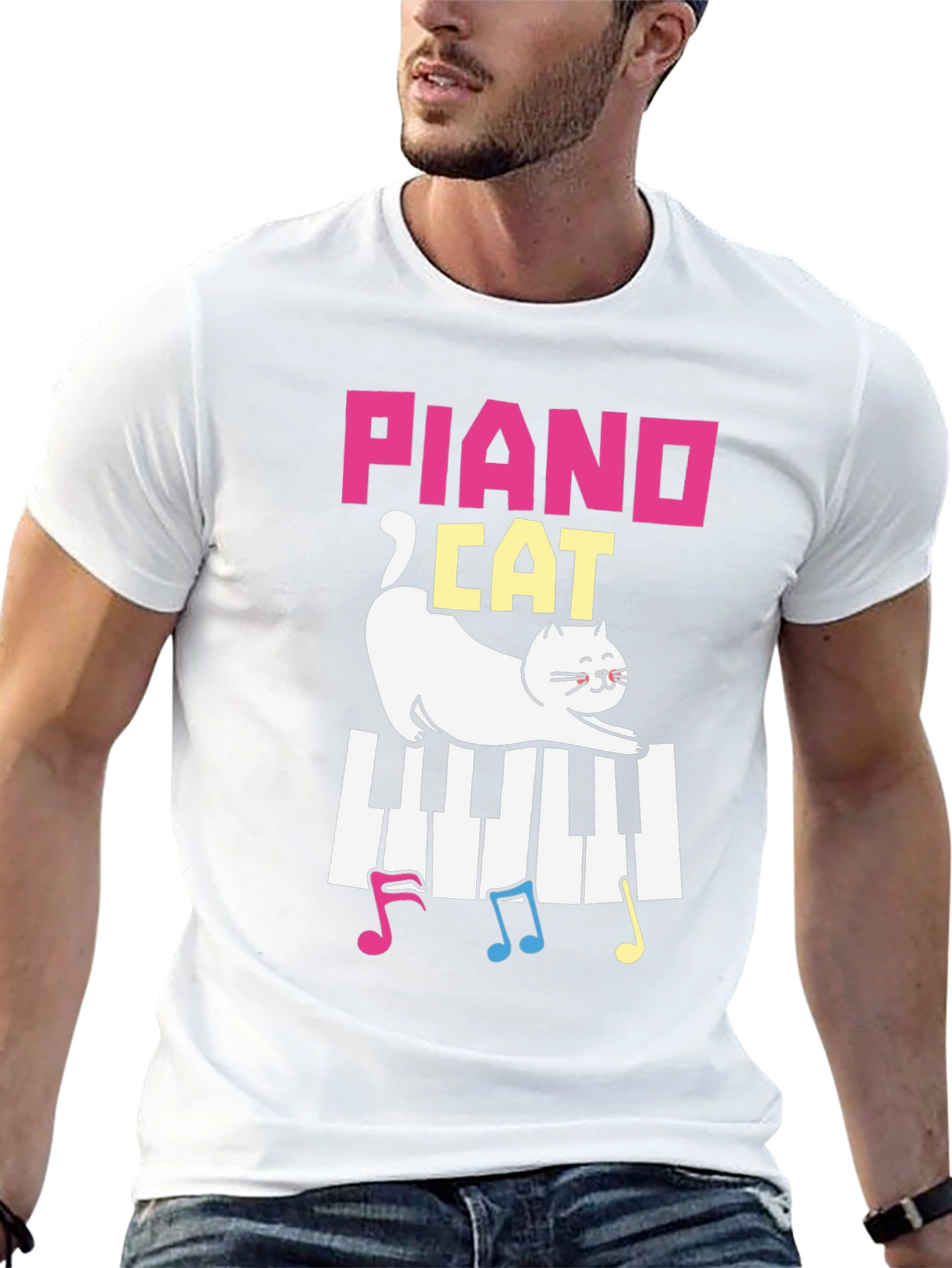 Piano Cat T-Shirt - Musical Kitten Tee