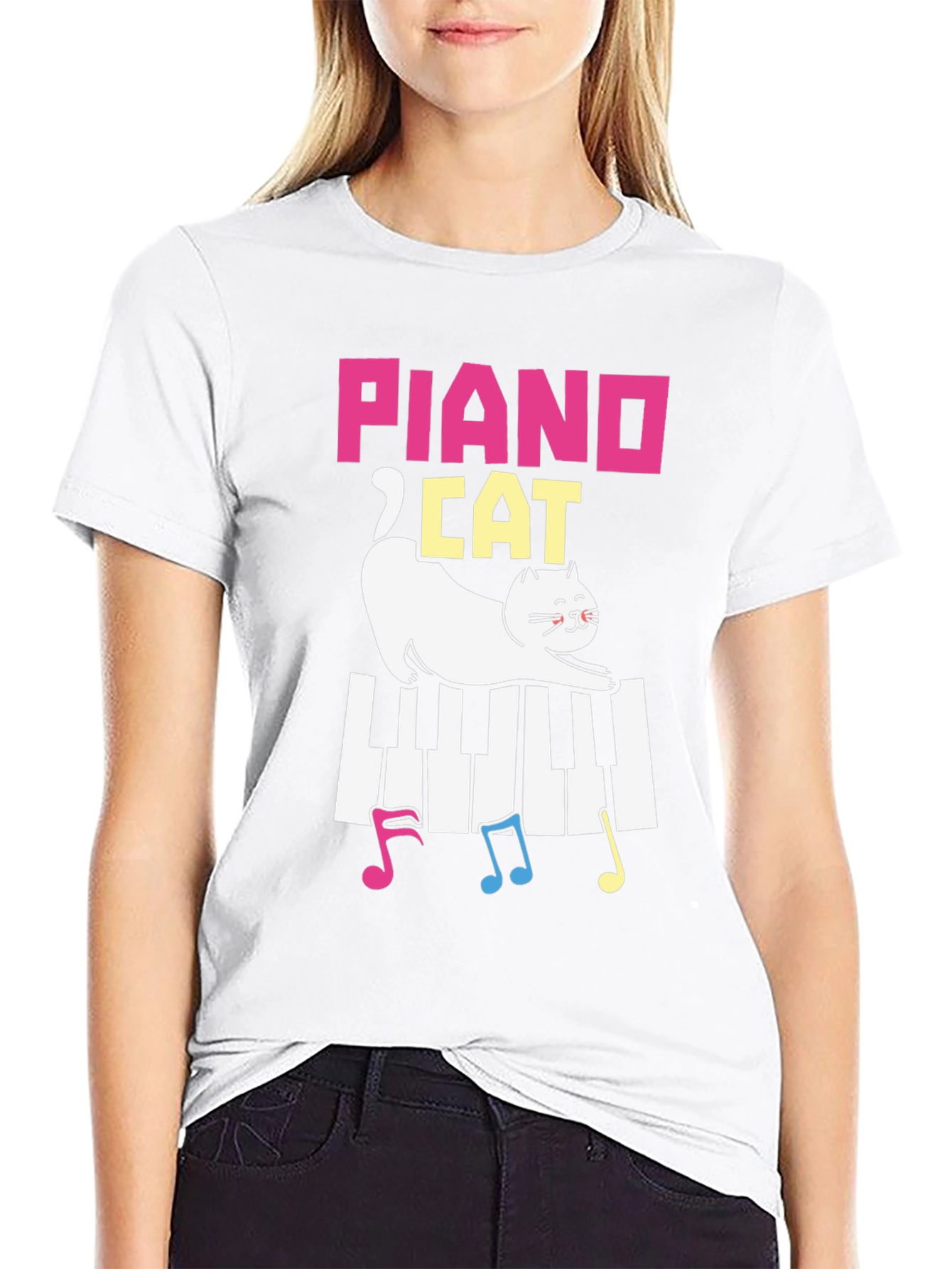 Piano Cat T-Shirt - Musical Kitten Tee