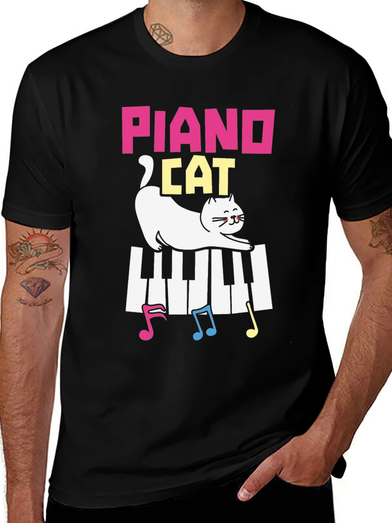 Piano Cat T-Shirt - Musical Kitten Tee