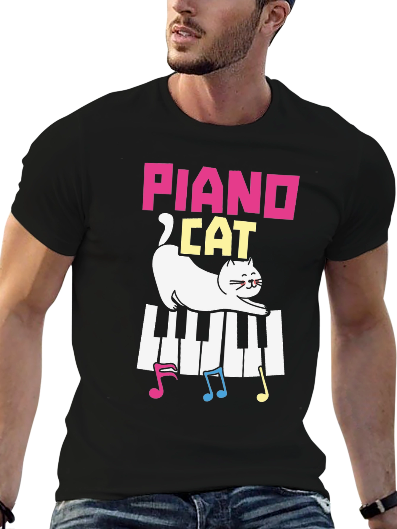 Piano Cat T-Shirt - Musical Kitten Tee