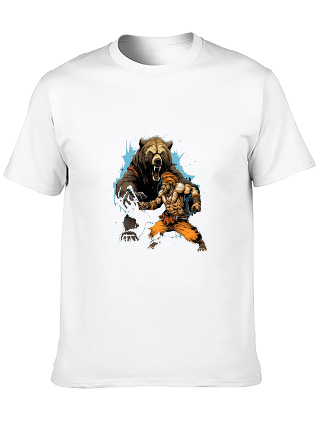Bear vs. Man Graphic T-Shirt - Black Cotton Tee