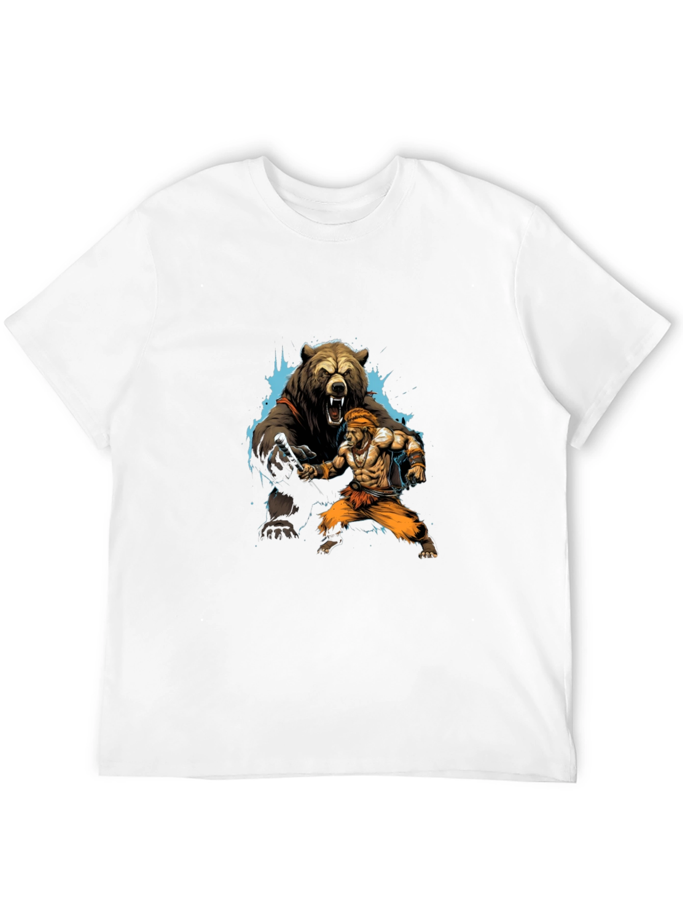Bear vs. Man Graphic T-Shirt - Black Cotton Tee
