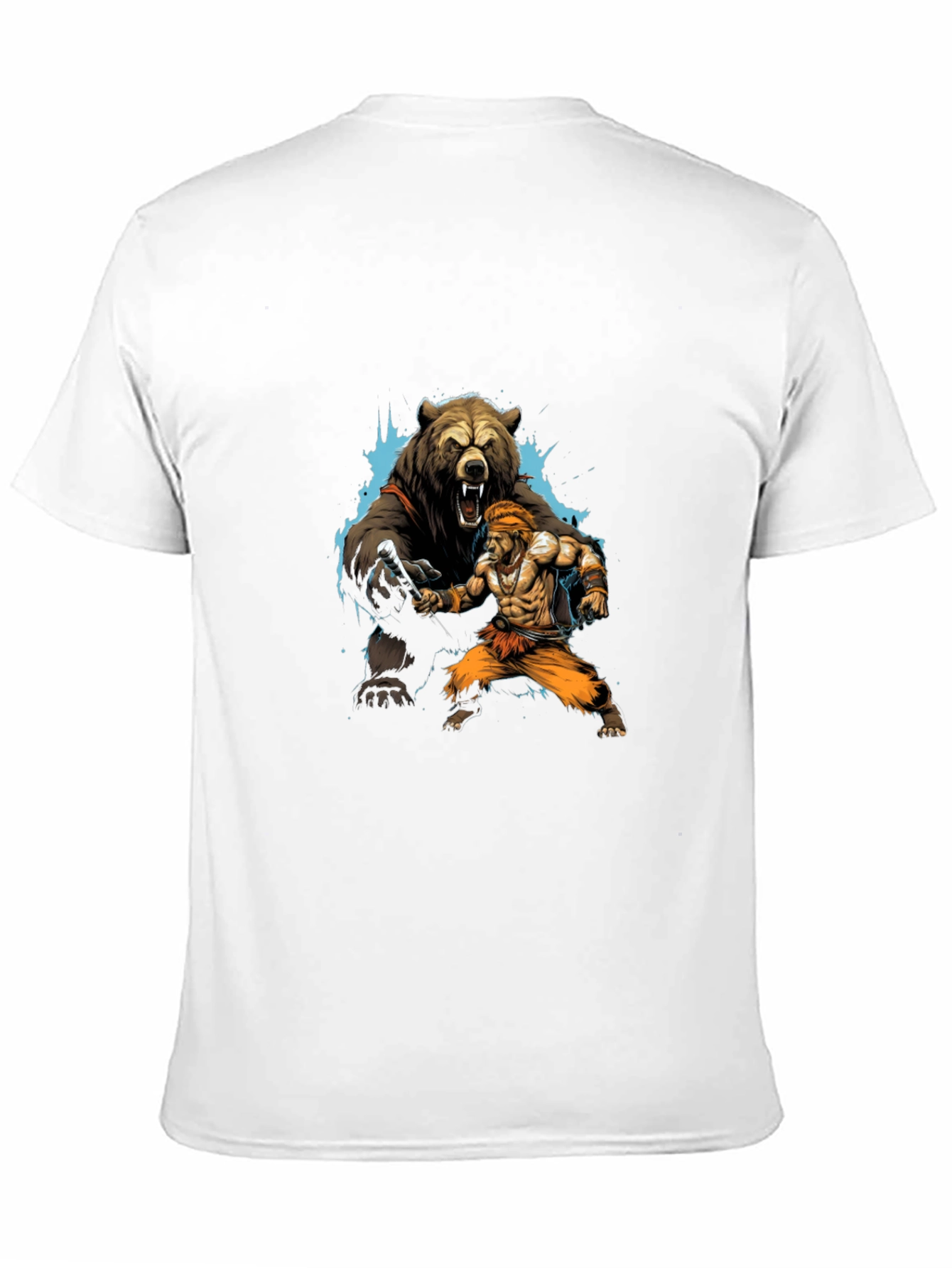 Bear vs. Man Graphic T-Shirt - Black Cotton Tee