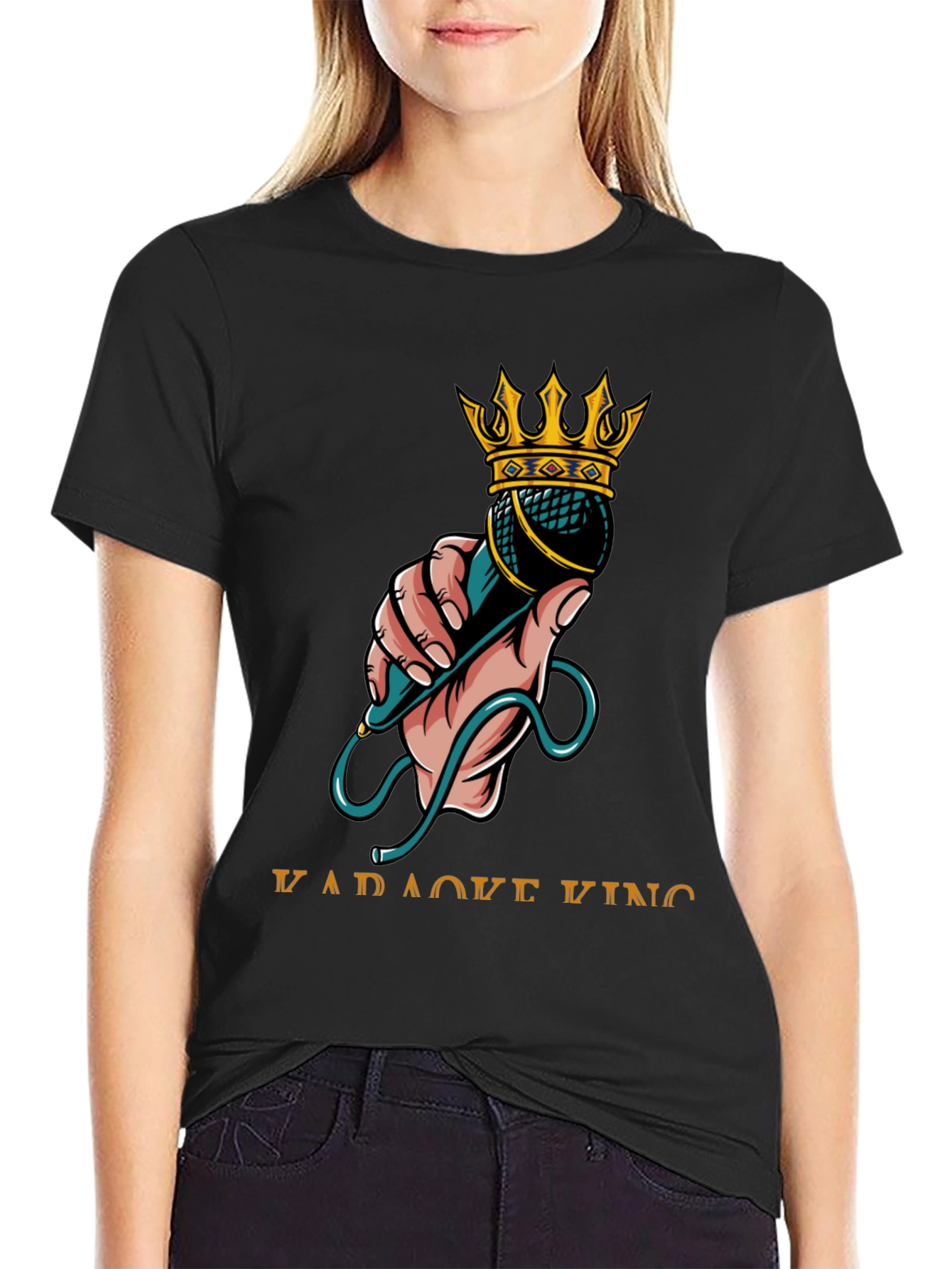 Karaoke King Graphic T-Shirt - Microphone Crown Design