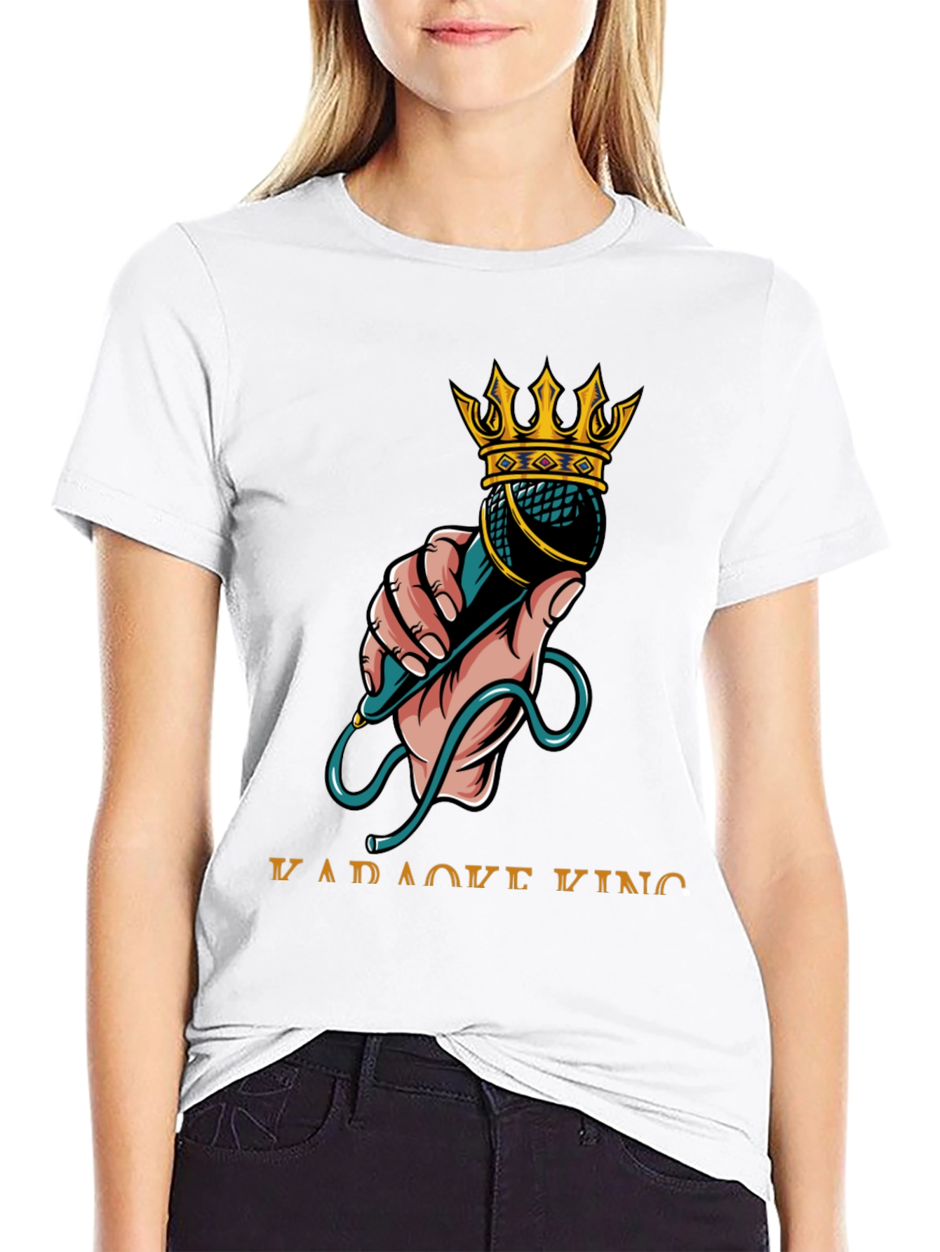 Karaoke King Graphic T-Shirt - Microphone Crown Design