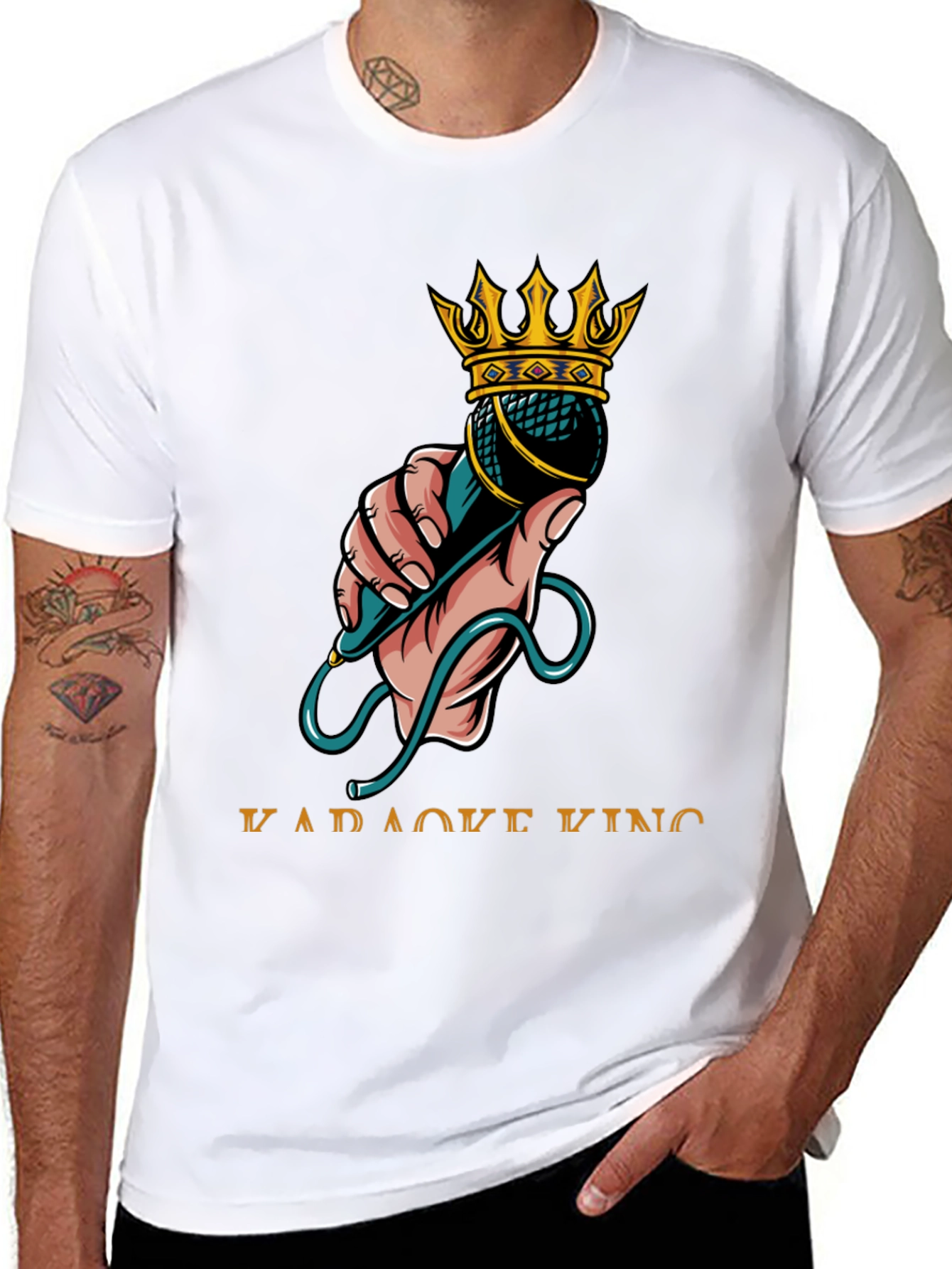Karaoke King Graphic T-Shirt - Microphone Crown Design