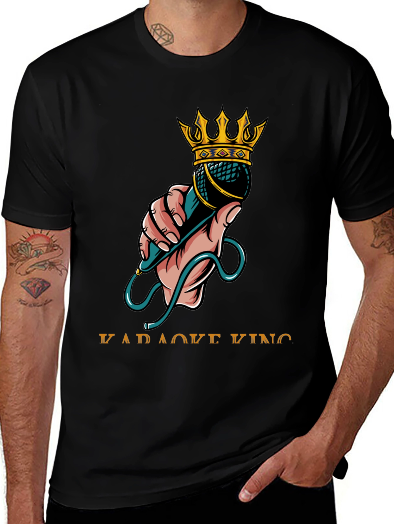 Karaoke King Graphic T-Shirt - Microphone Crown Design
