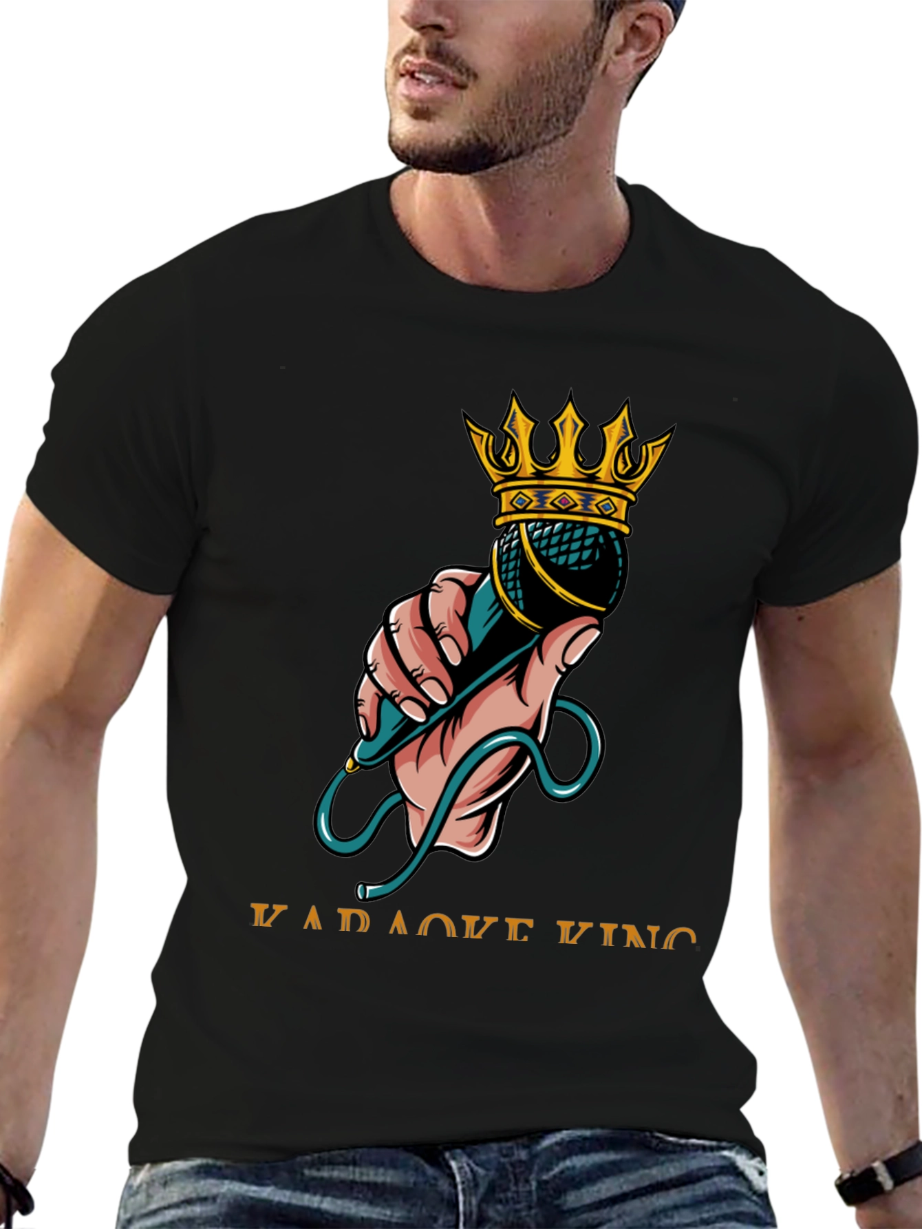 Karaoke King Graphic T-Shirt - Microphone Crown Design