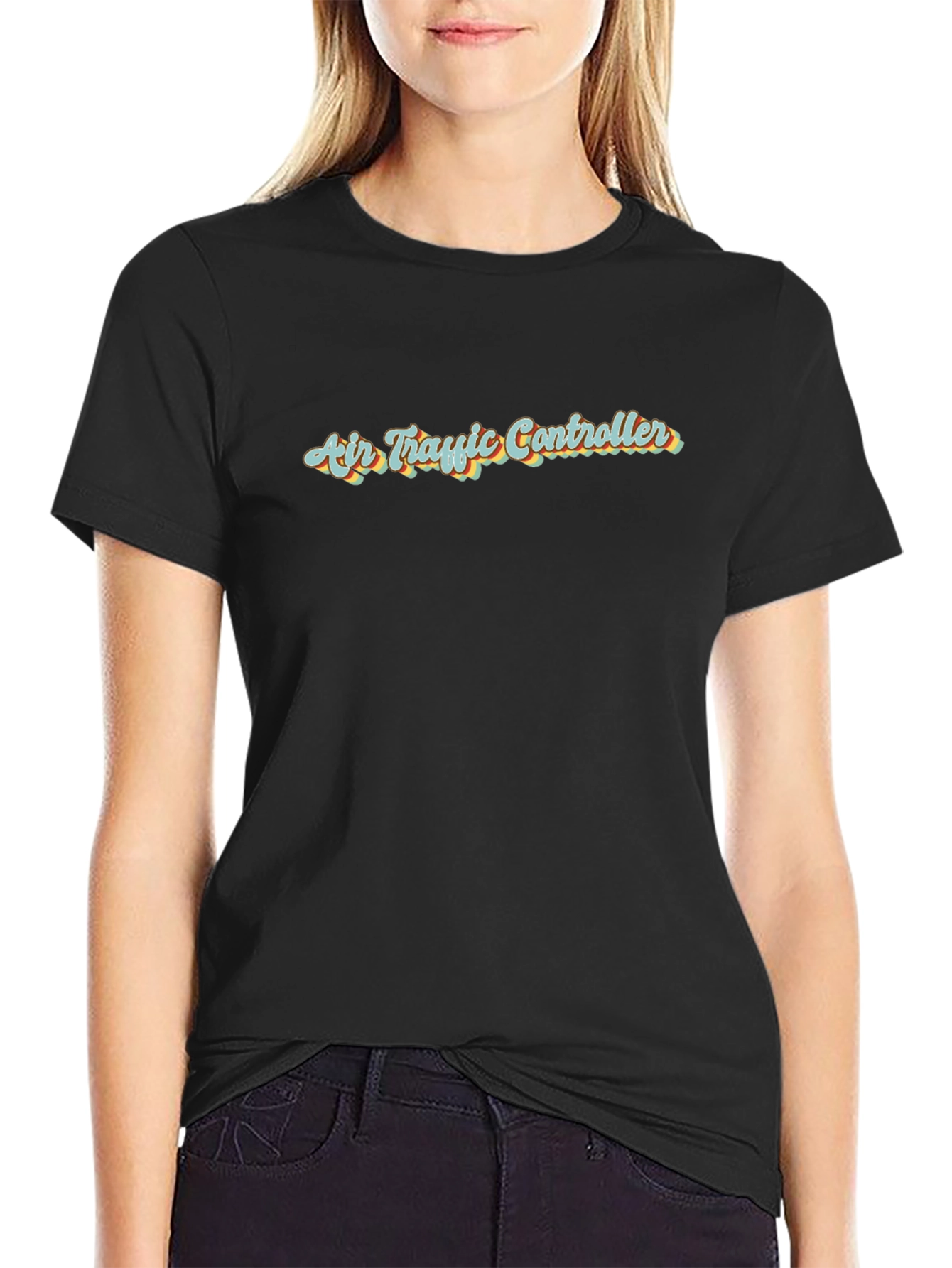 Air Traffic Controller Retro Style Black T-Shirt