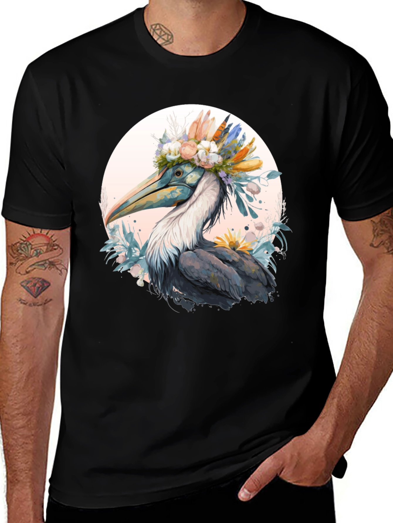 Artistic Heron T-Shirt - Unique Bird Design