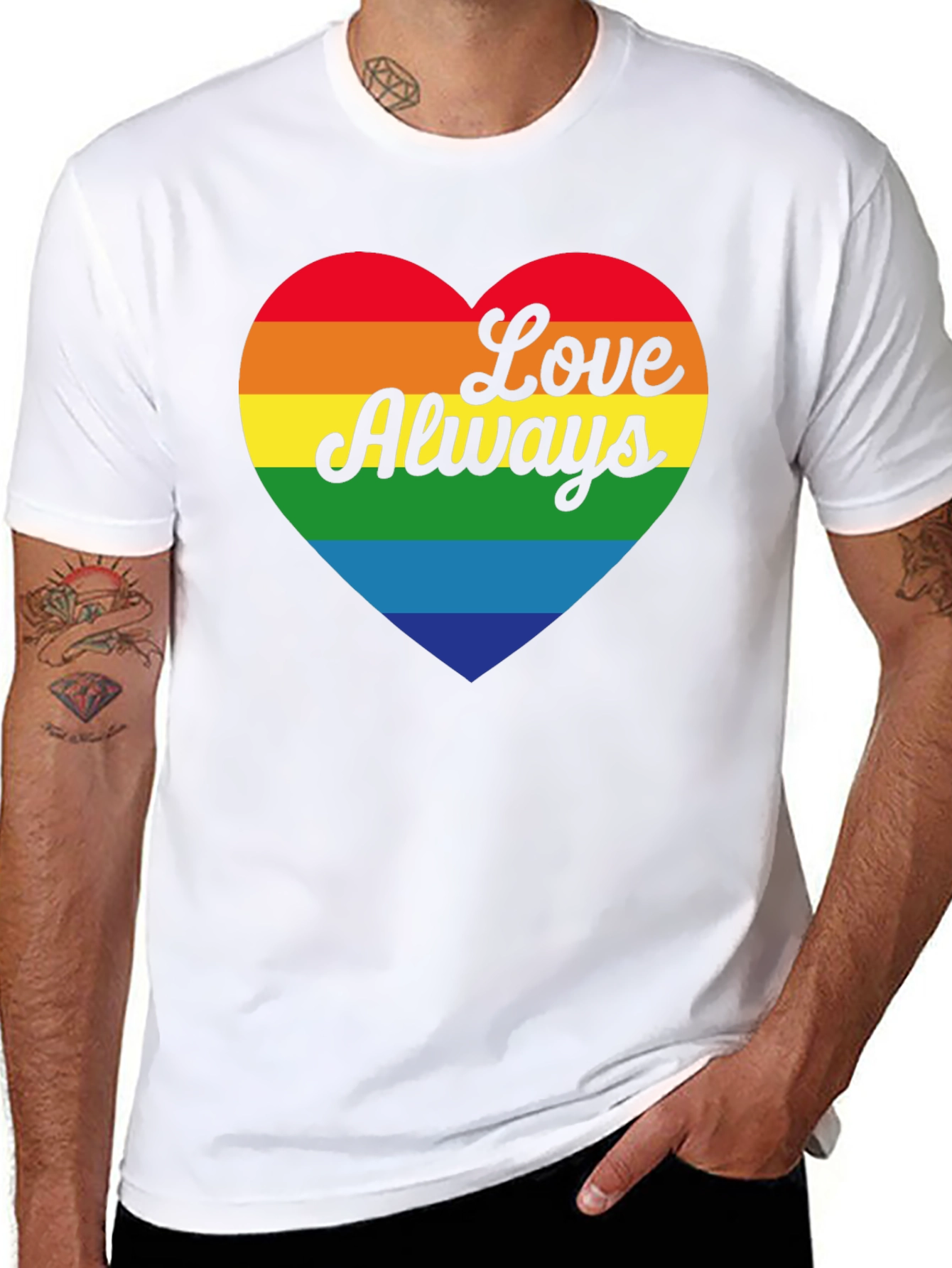 Love Always Rainbow Heart Black T-Shirt