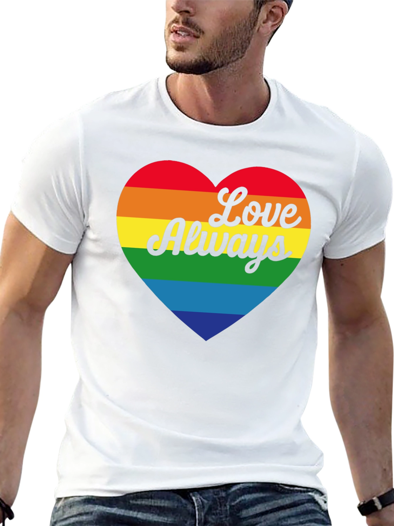 Love Always Rainbow Heart Black T-Shirt