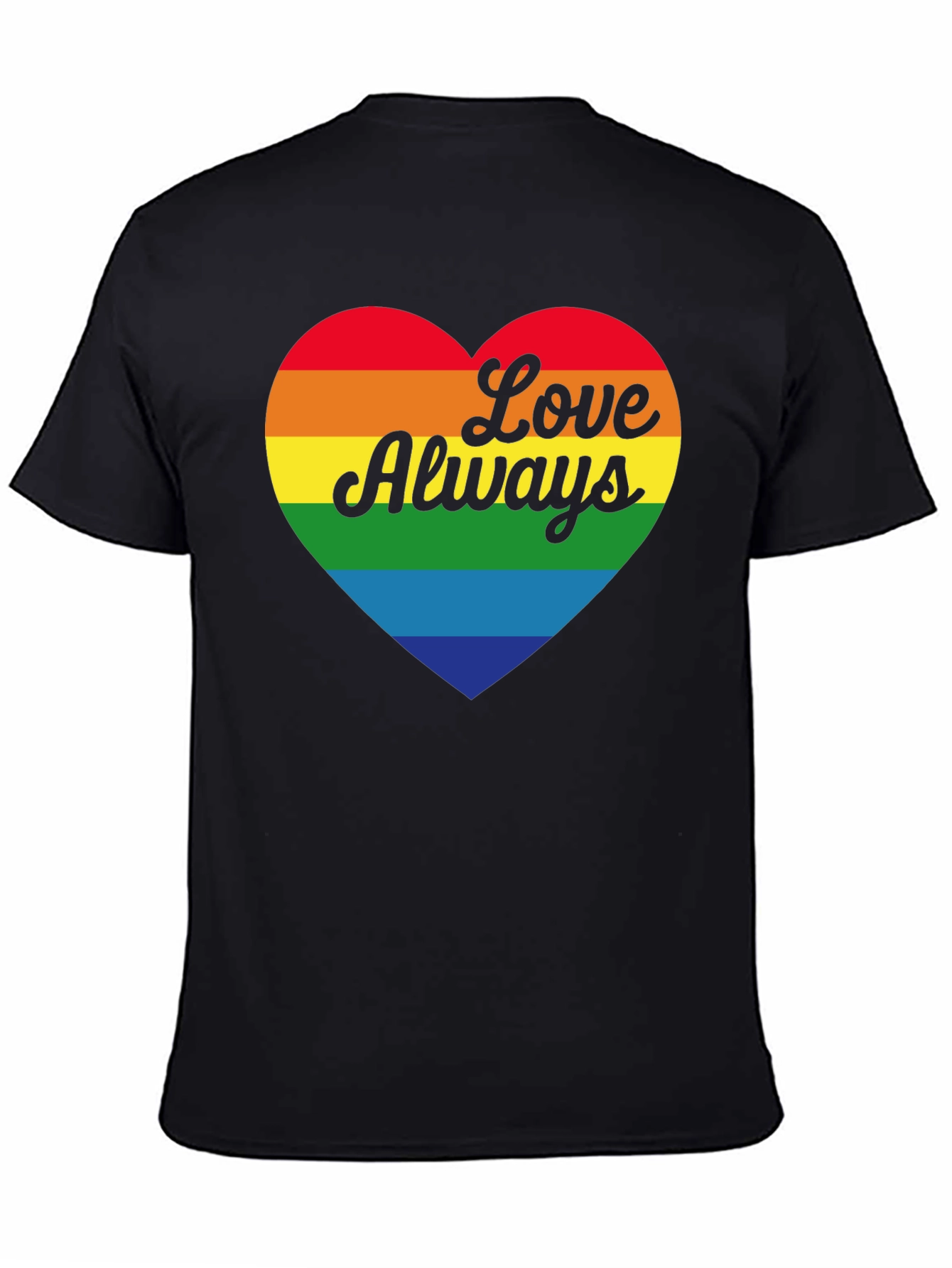 Love Always Rainbow Heart Black T-Shirt