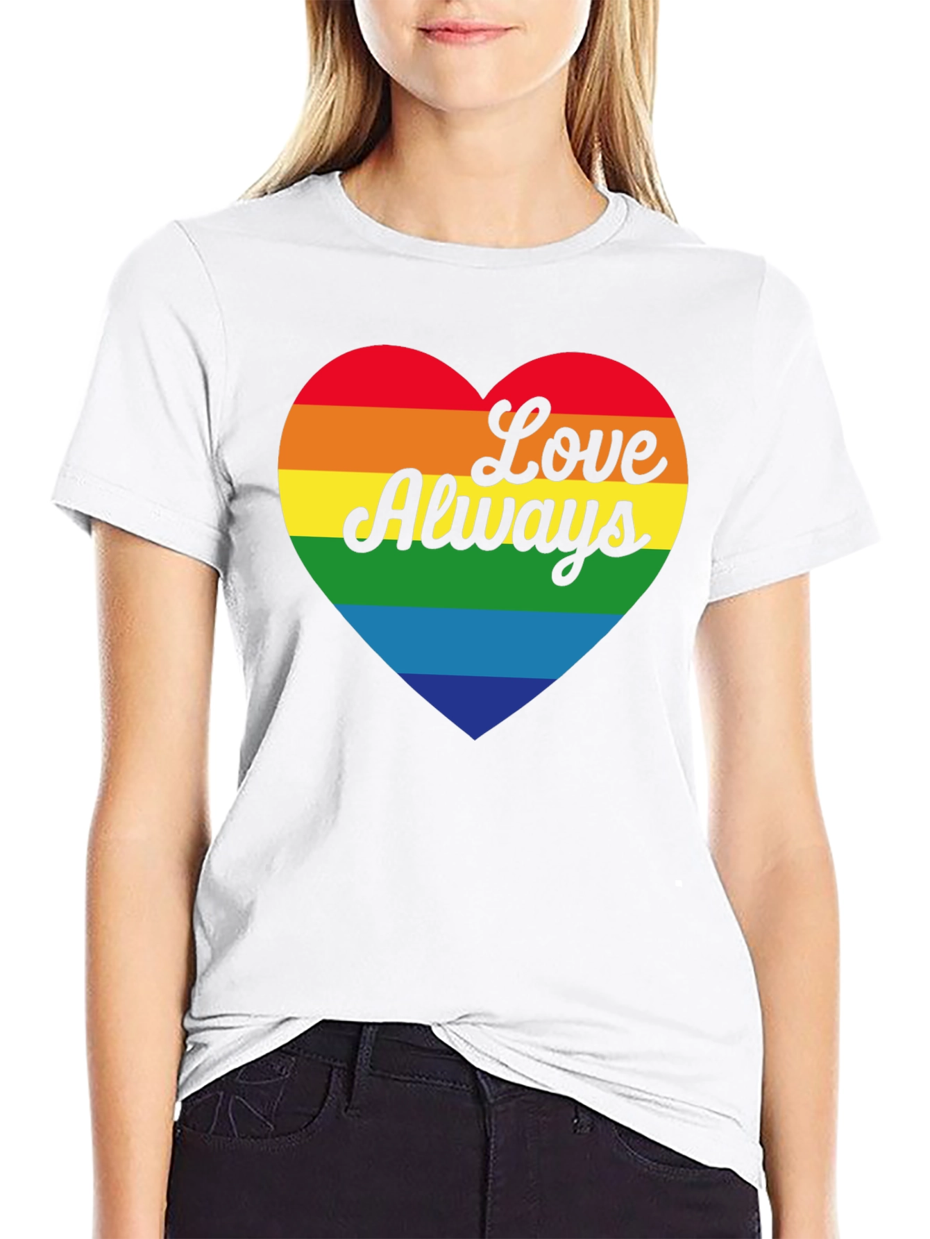 Love Always Rainbow Heart Black T-Shirt