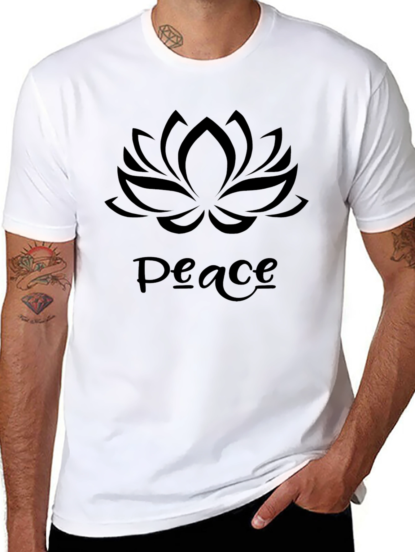 Peace Lotus T-Shirt - Mens Black Tee