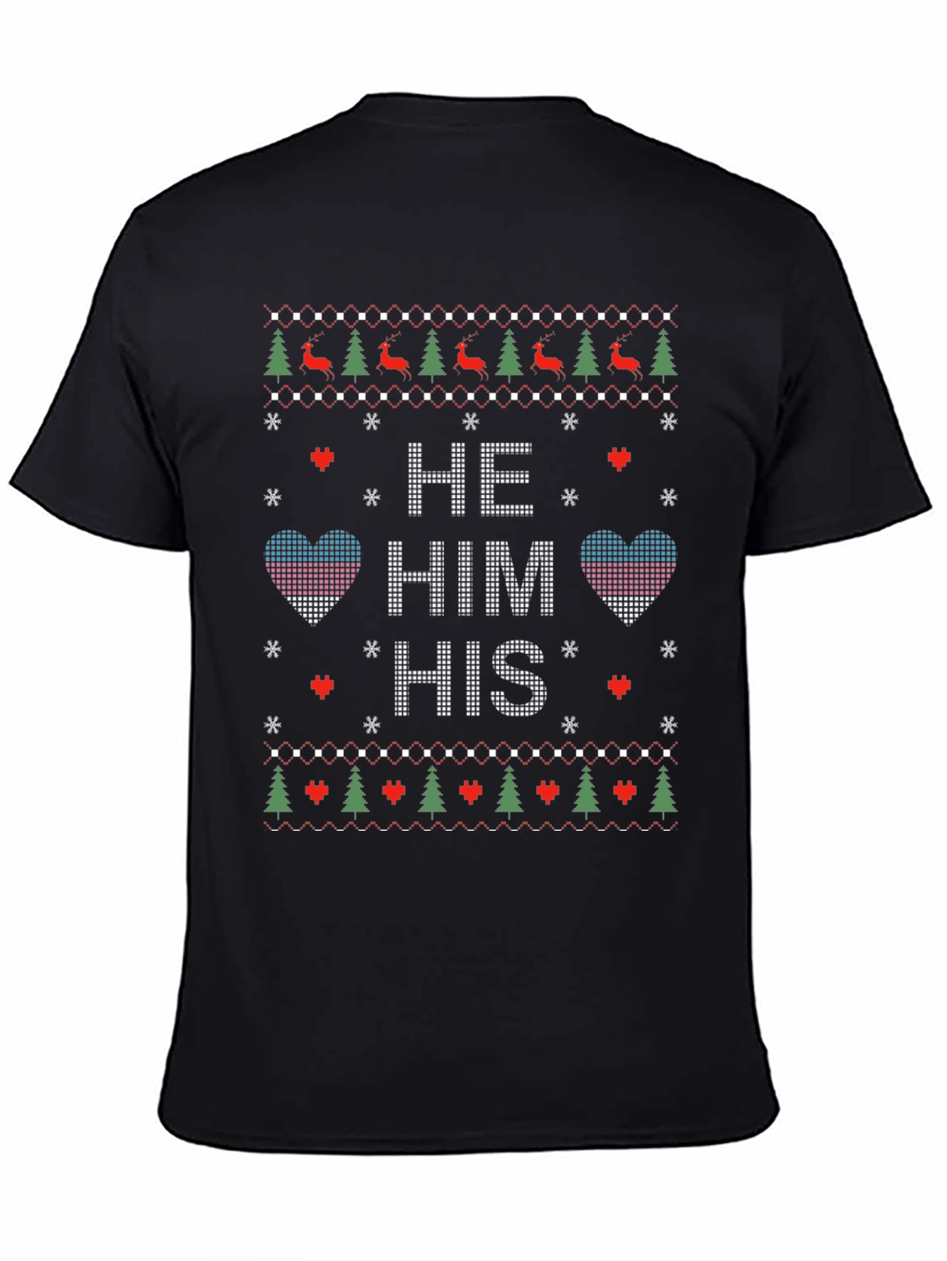 Novelty Knit Style He/Him/His Pronoun Christmas T-Shirt
