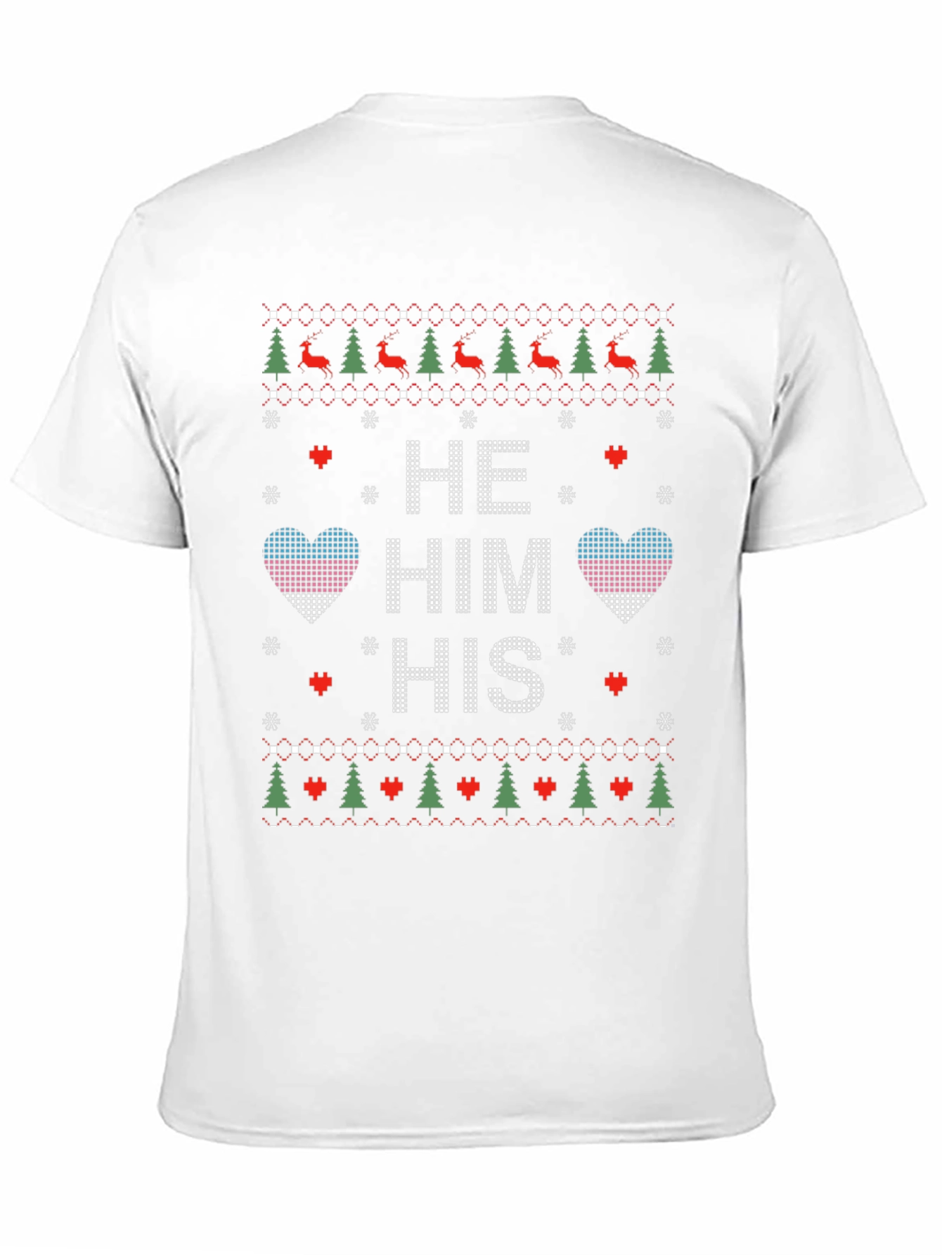 Novelty Knit Style He/Him/His Pronoun Christmas T-Shirt