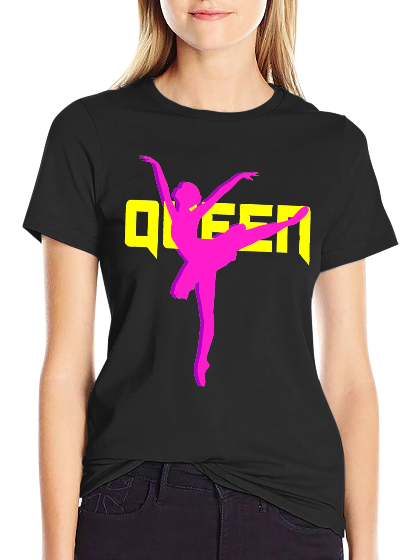 Queen Ballet Dancer Graphic T-Shirt - Black