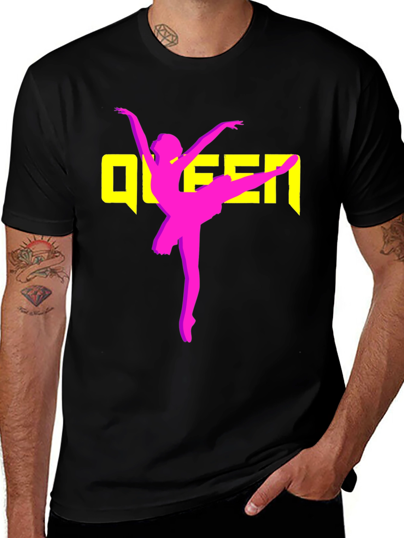 Queen Ballet Dancer Graphic T-Shirt - Black