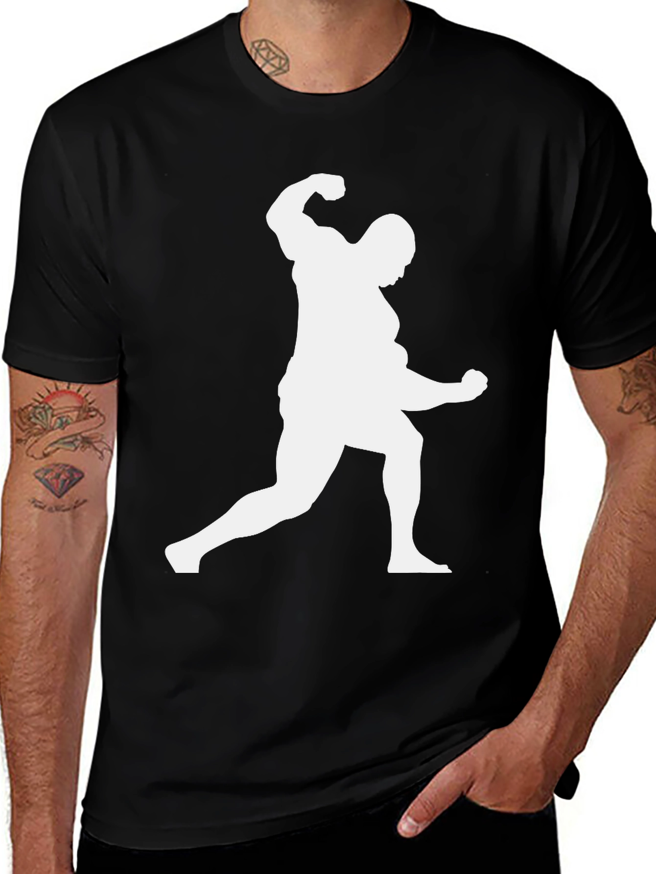 Black T-Shirt with Bodybuilder Silhouette