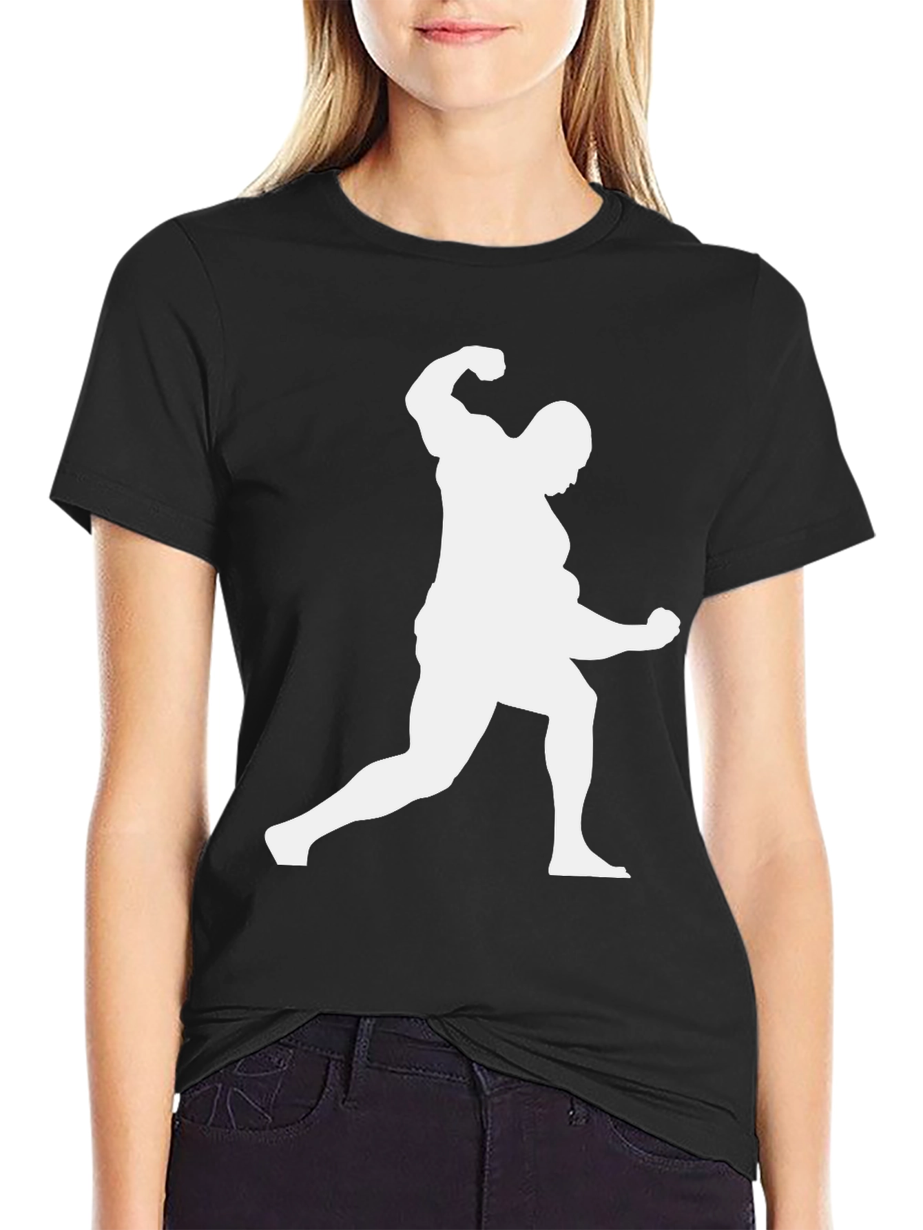 Black T-Shirt with Bodybuilder Silhouette
