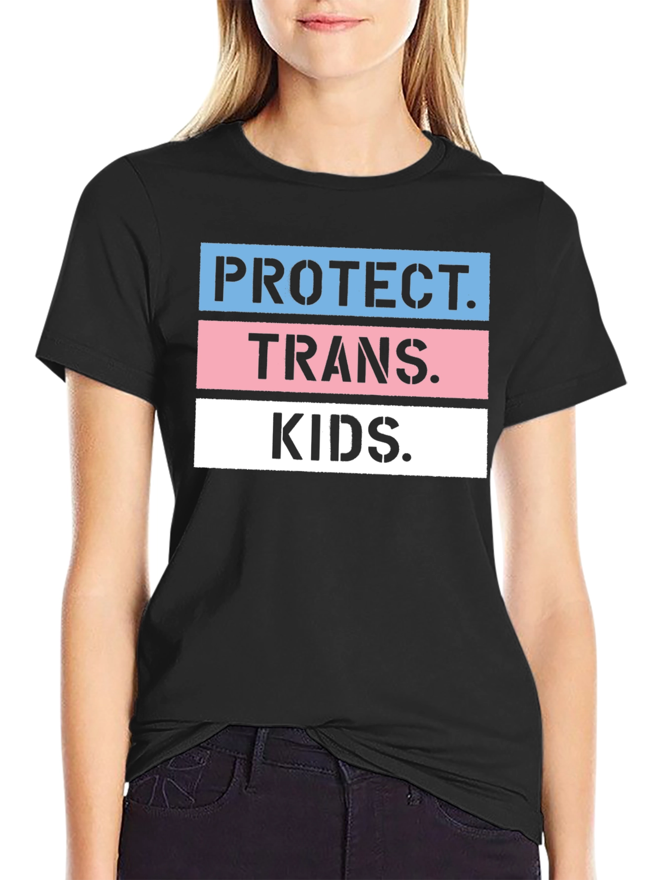 Protect Trans Kids Graphic Tee - Black Cotton Unisex