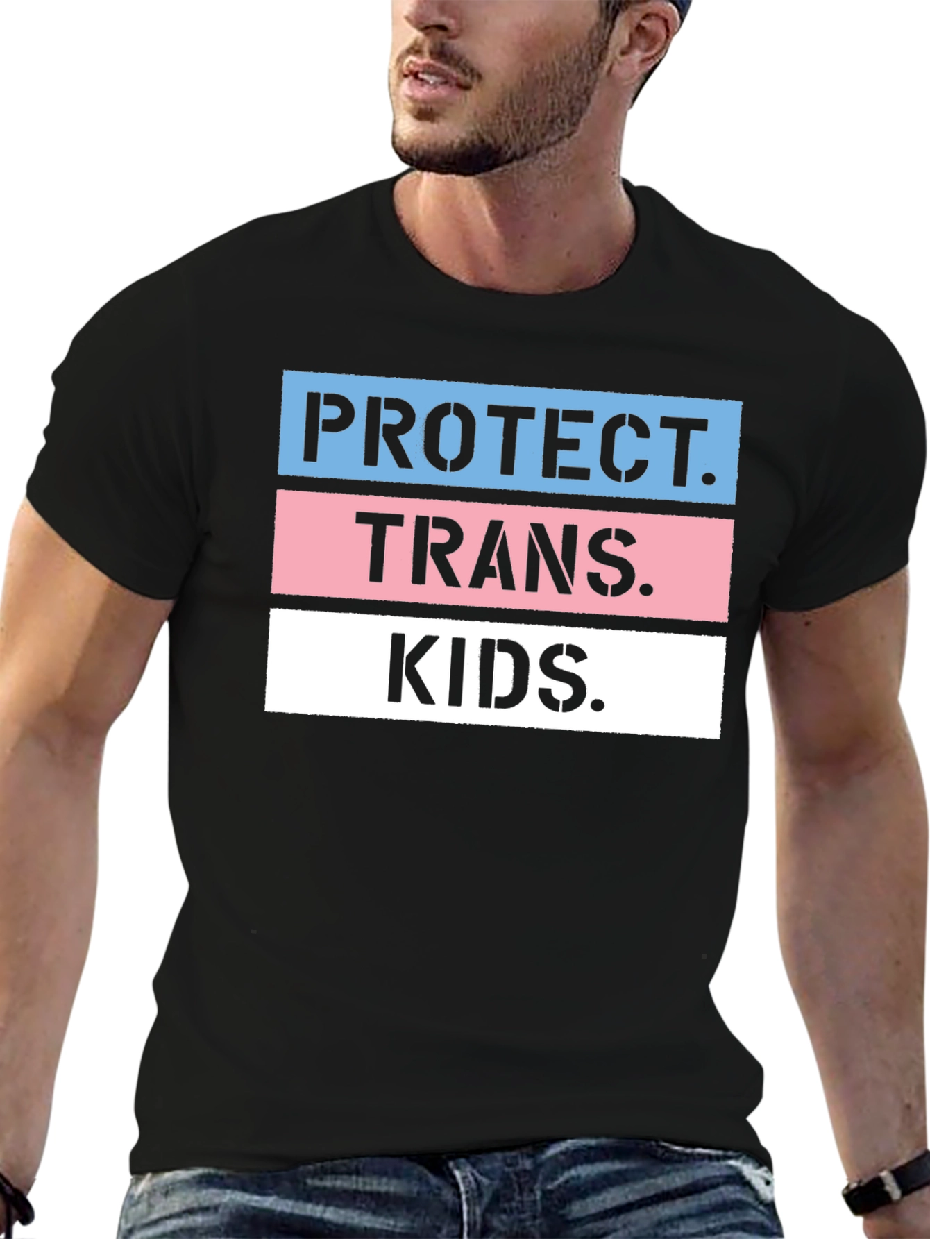 Protect Trans Kids Graphic Tee - Black Cotton Unisex
