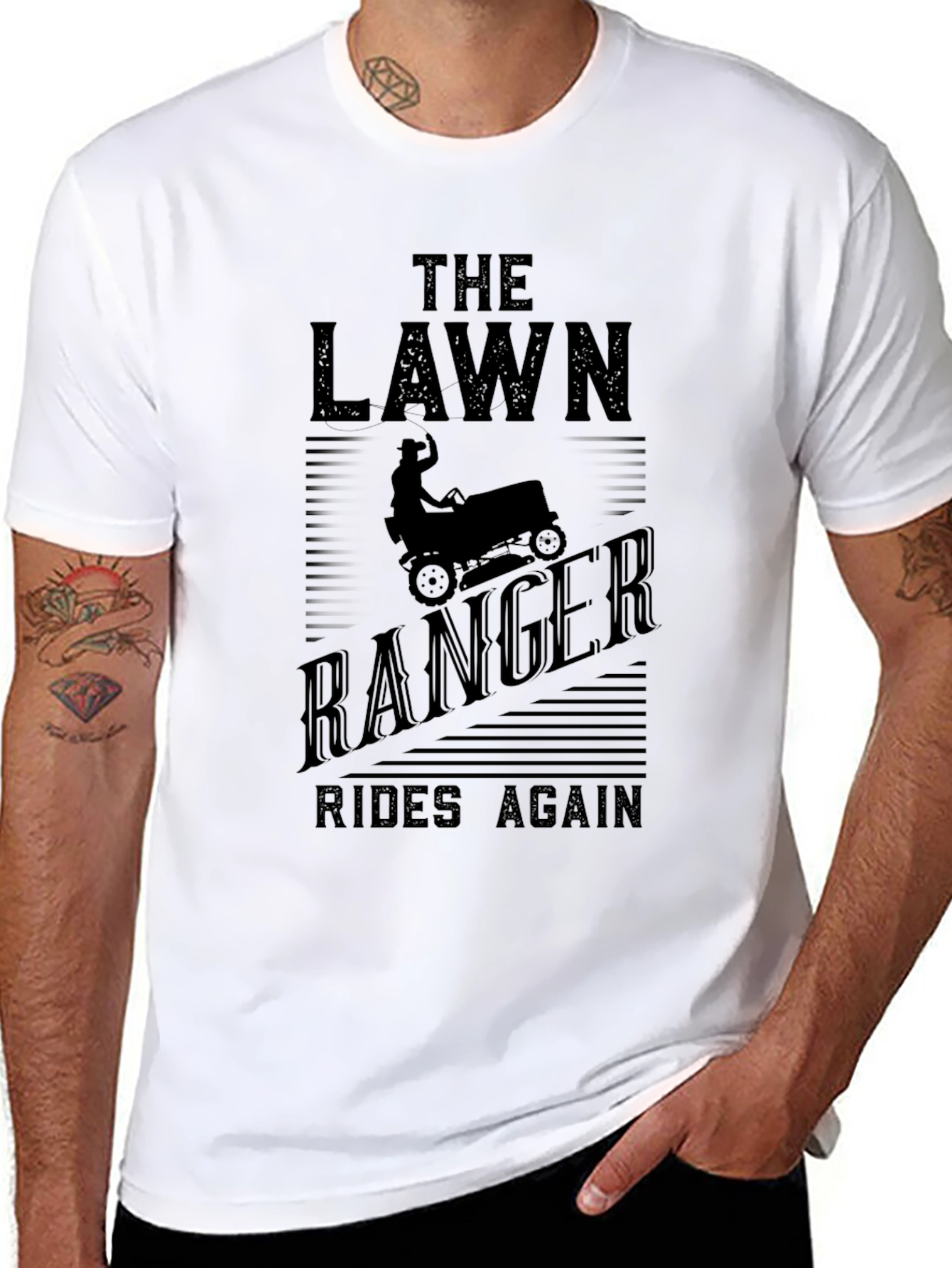The Lawn Ranger Rides Again Black T-Shirt