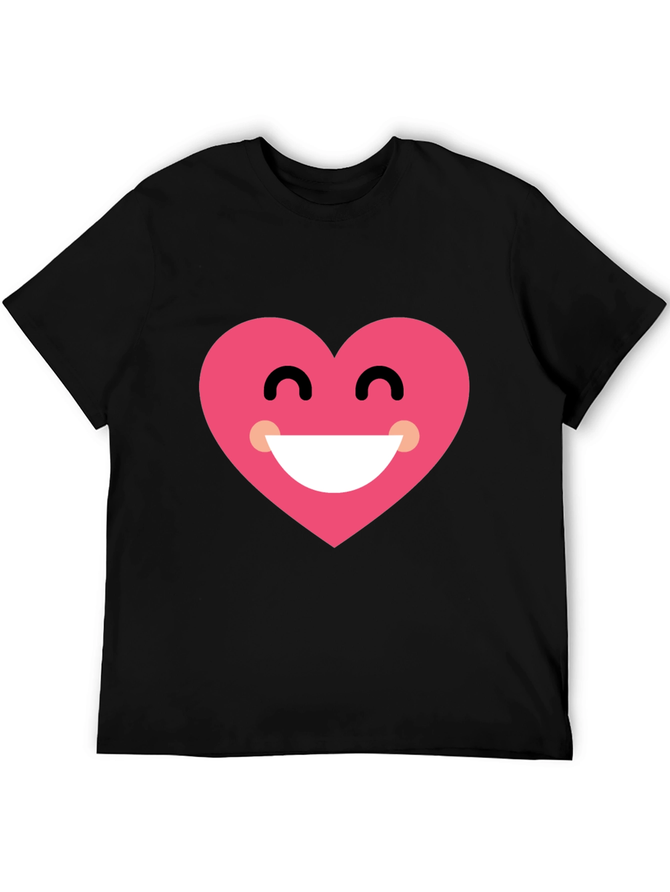 Heart Smile Black T-Shirt - Cheerful Graphic Tee