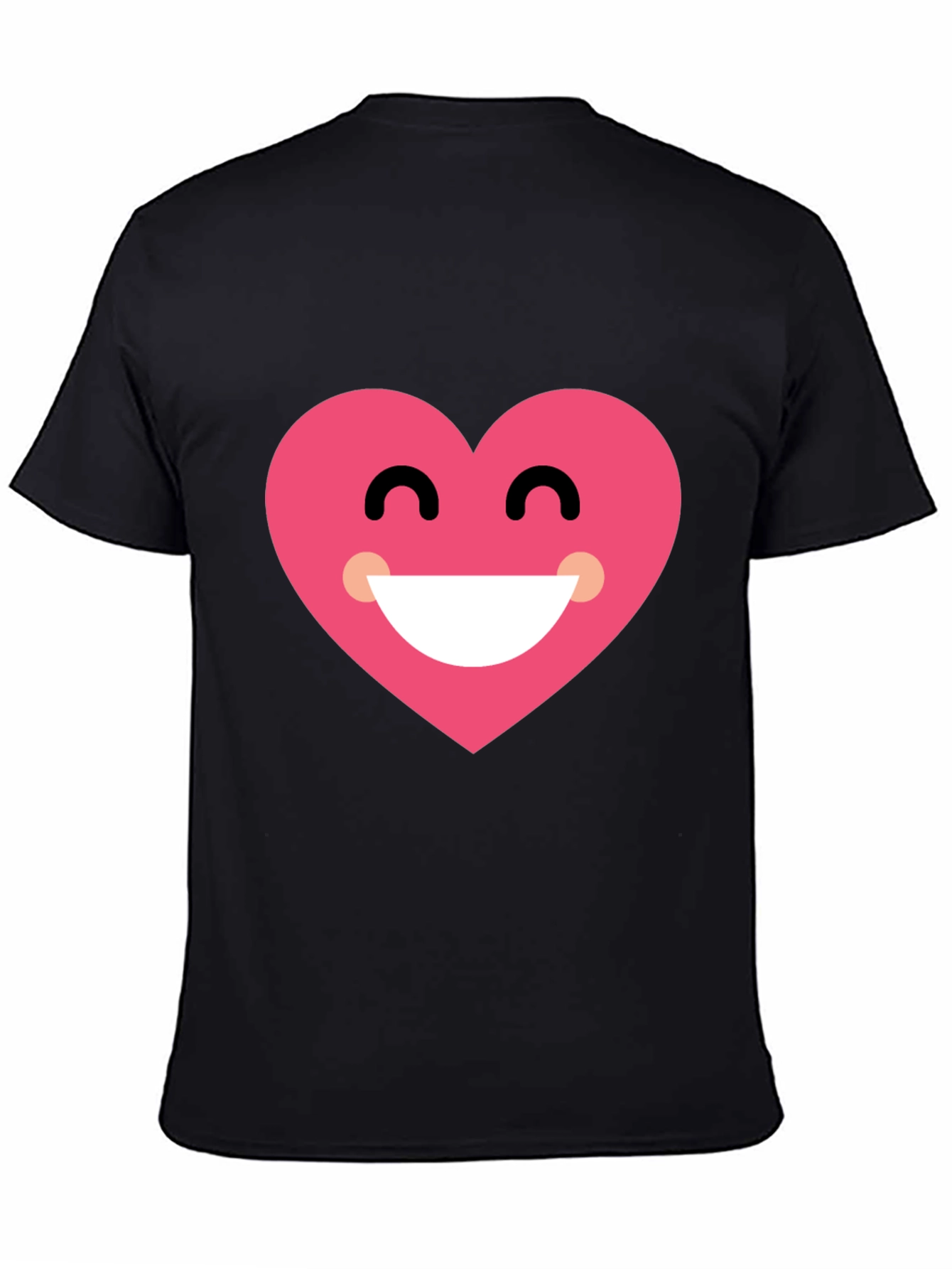 Heart Smile Black T-Shirt - Cheerful Graphic Tee