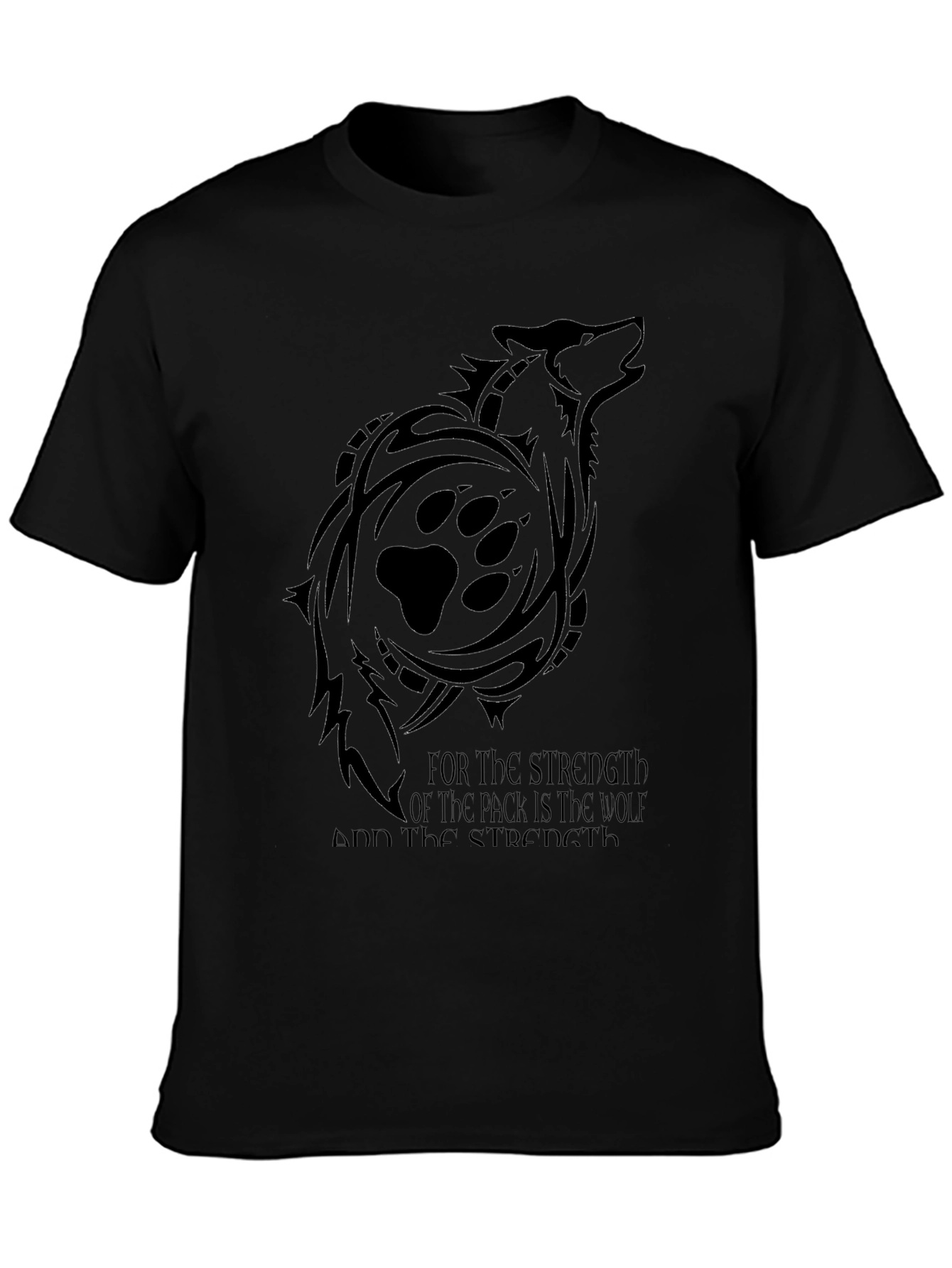 Wolf Pack Strength Graphic T-Shirt - Black