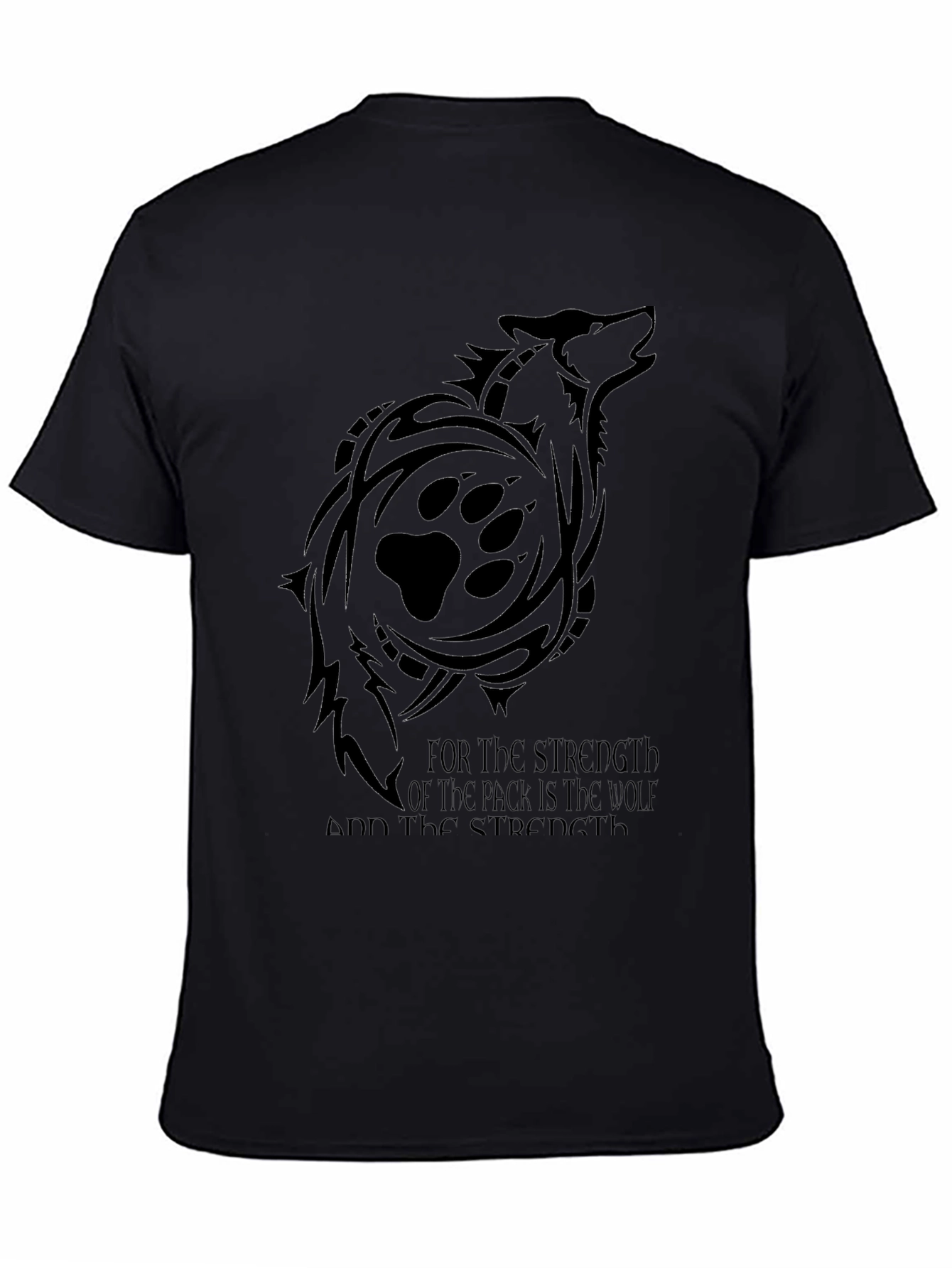 Wolf Pack Strength Graphic T-Shirt - Black