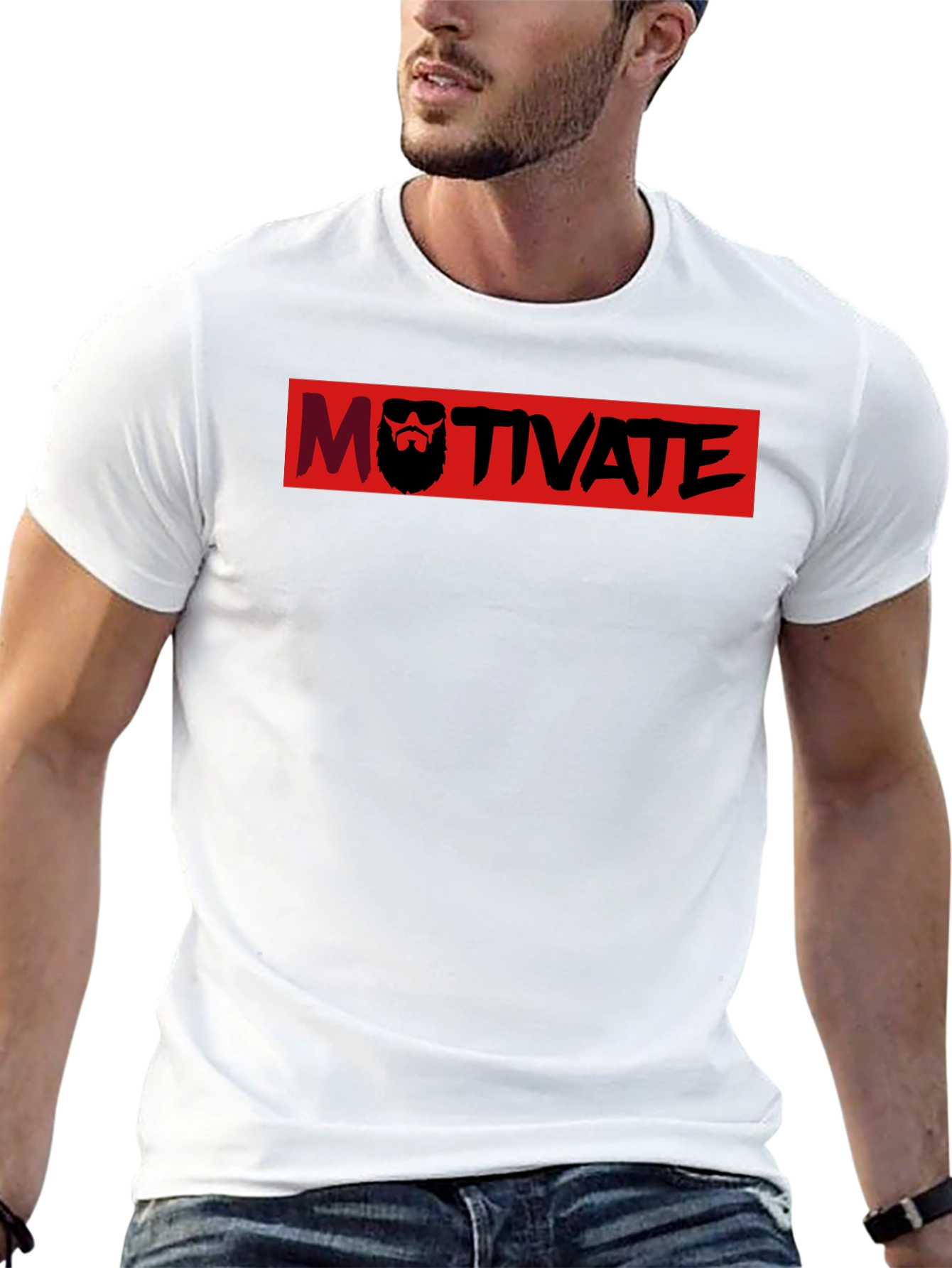 Motivate Black T-Shirt with Graphic Print