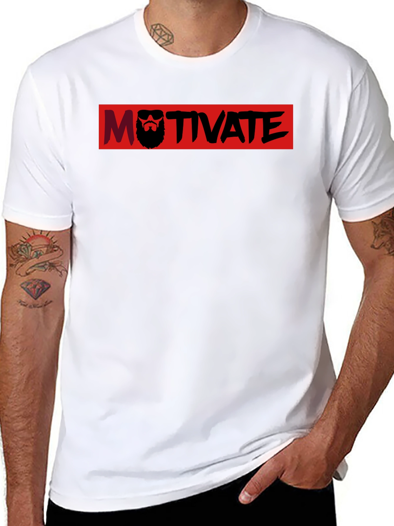 Motivate Black T-Shirt with Graphic Print