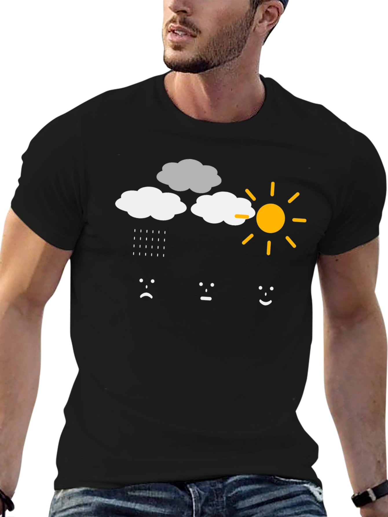 Weather Mood T-Shirt - Rain Cloud Sun Emotions