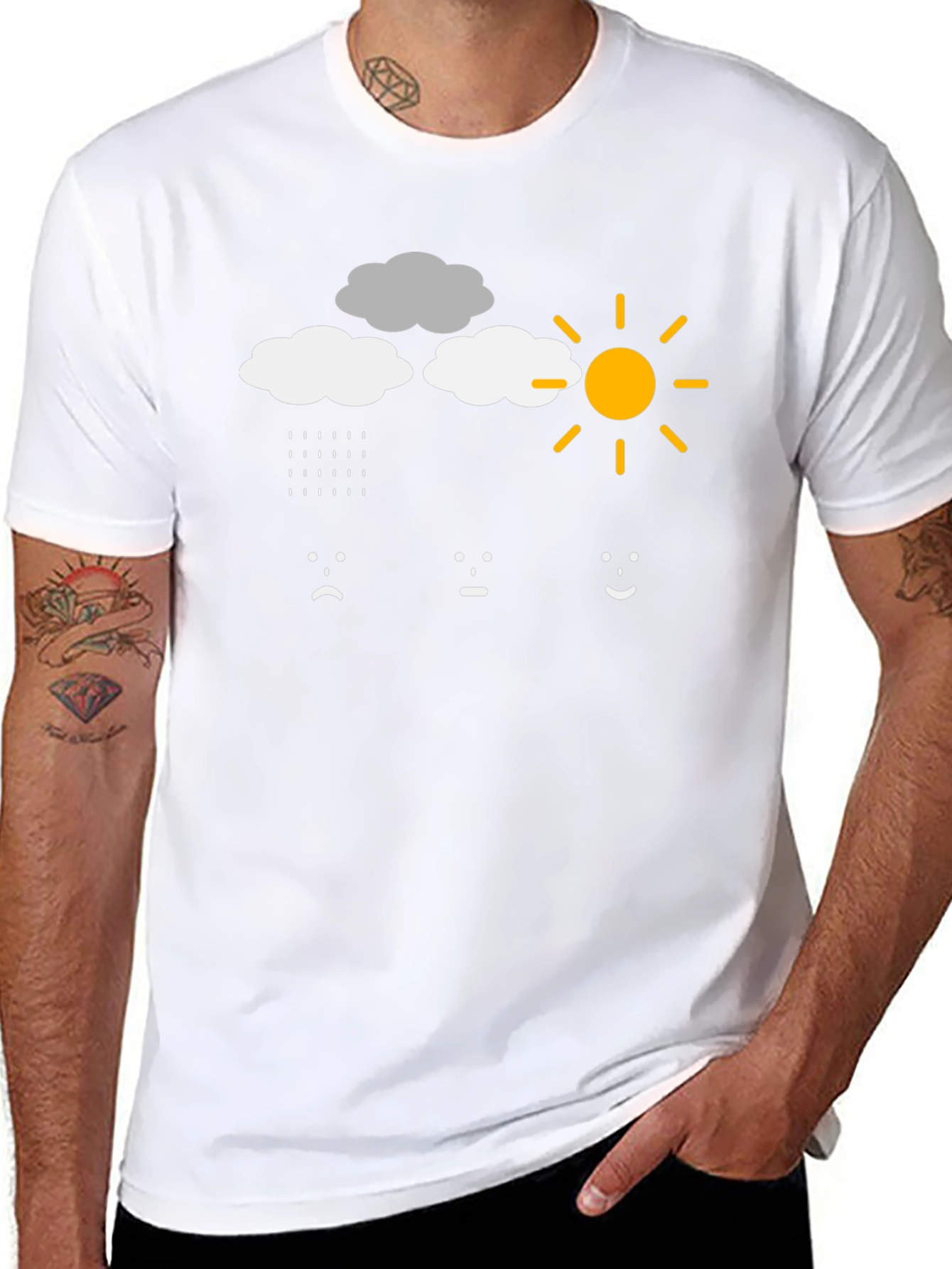 Weather Mood T-Shirt - Rain Cloud Sun Emotions