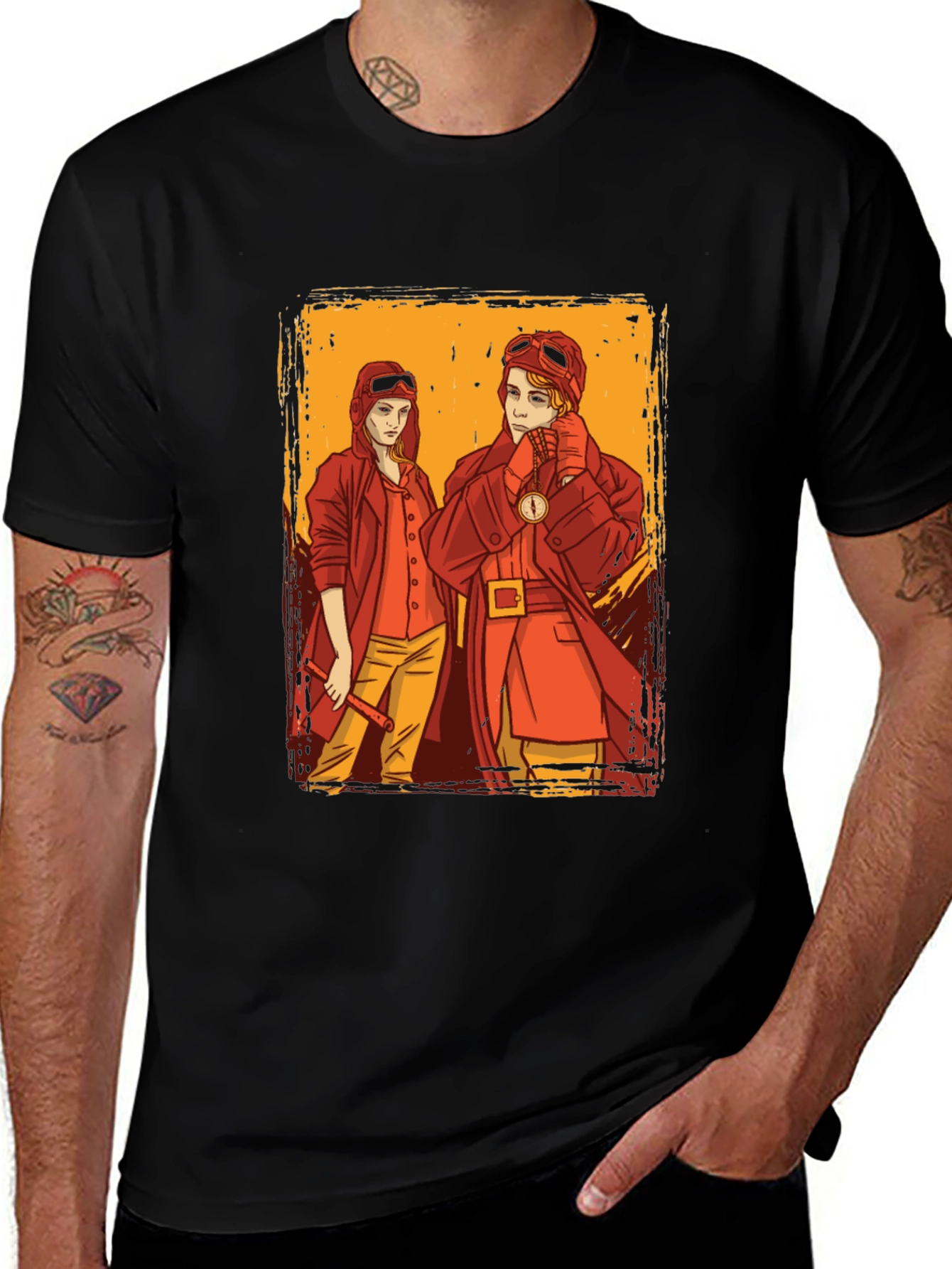 Steampunk Pilot Graphic Tee - Retro Style