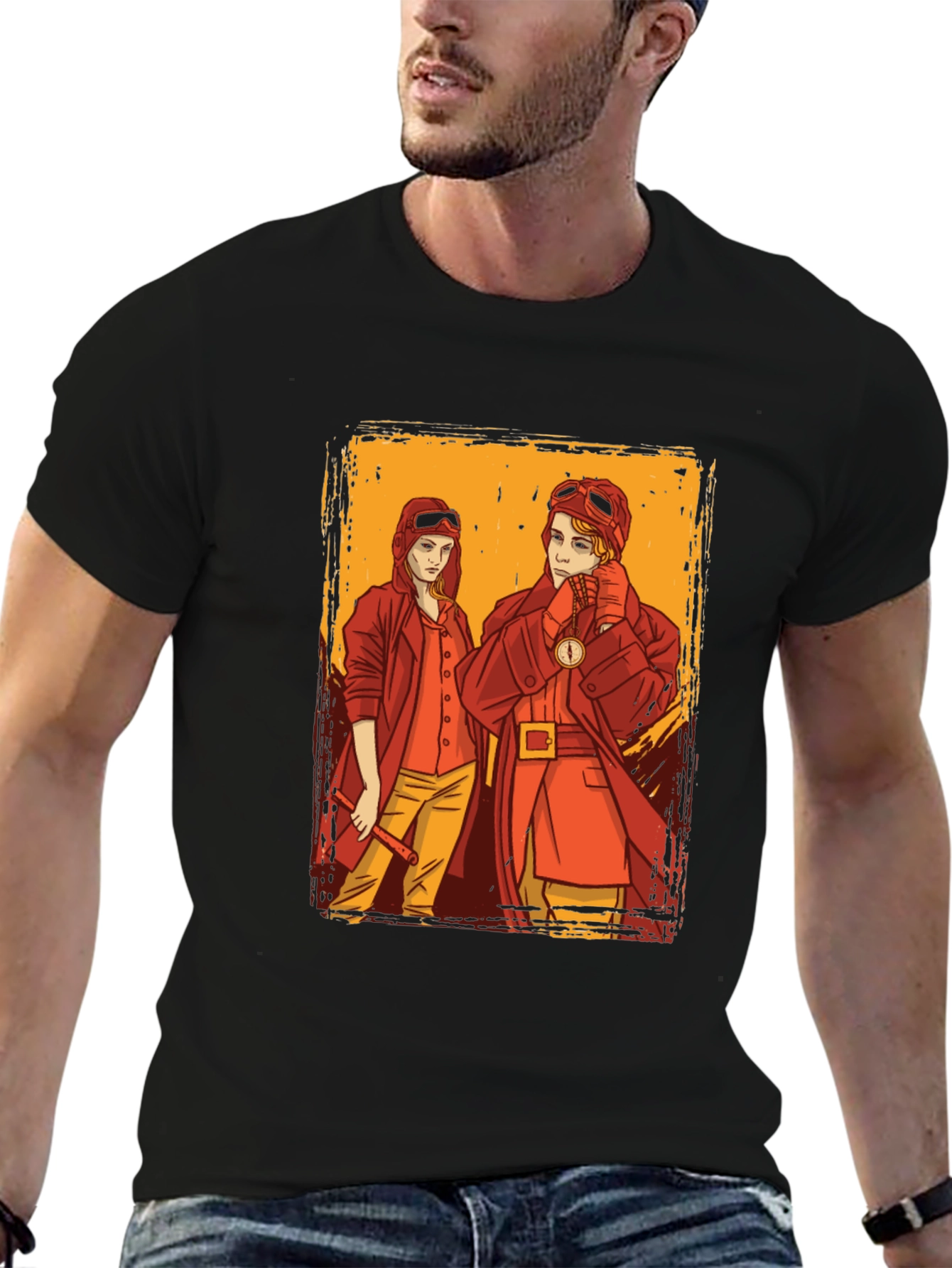 Steampunk Pilot Graphic Tee - Retro Style