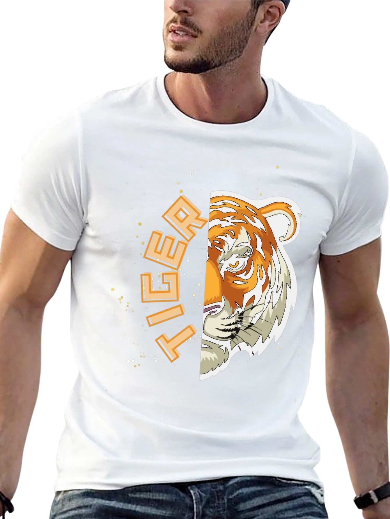 Tiger Graphic Print Black T-Shirt