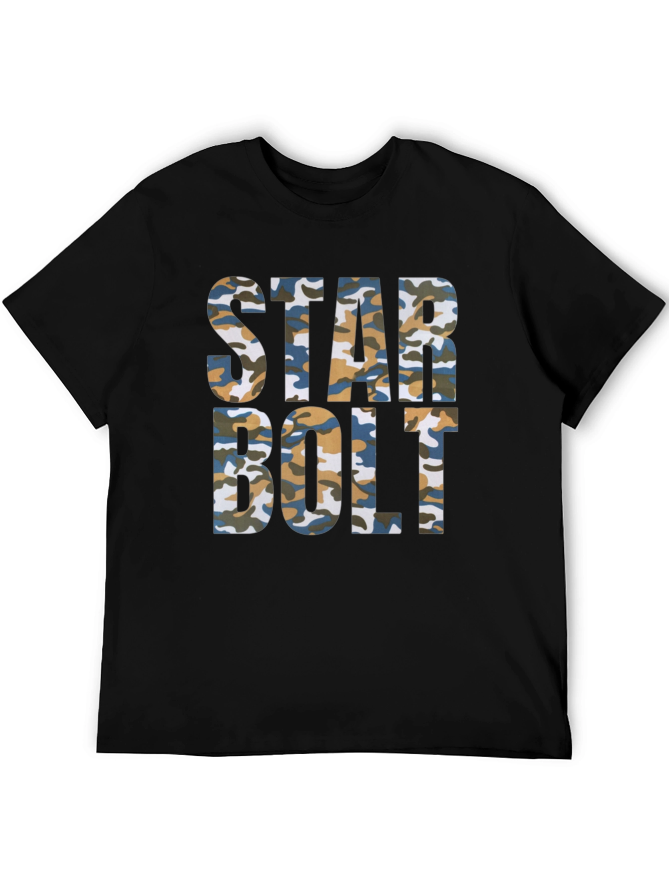 Star Bolt Camo Print Black T-Shirt