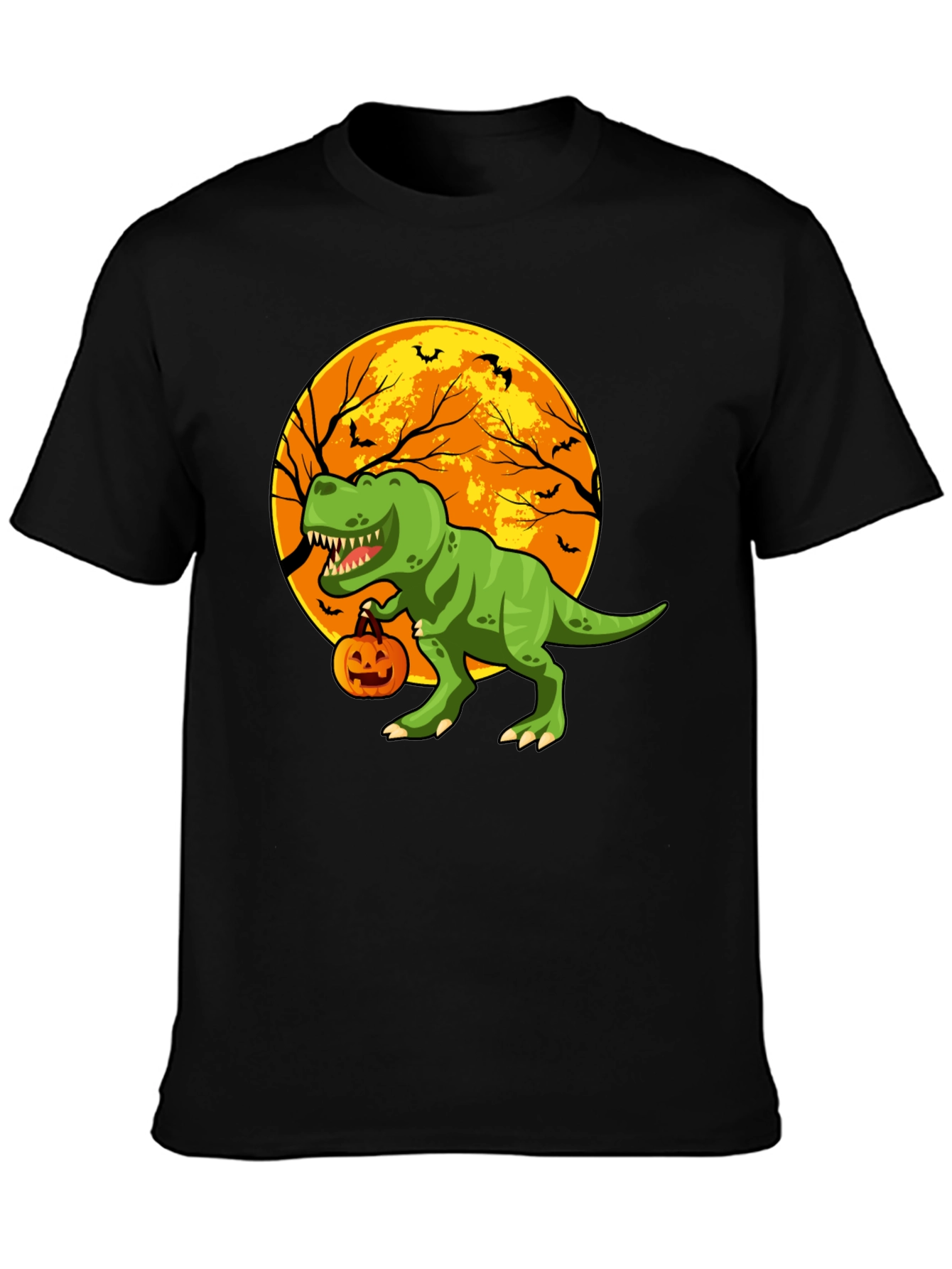 Dino Halloween T-Shirt - Trex Pumpkin Moon