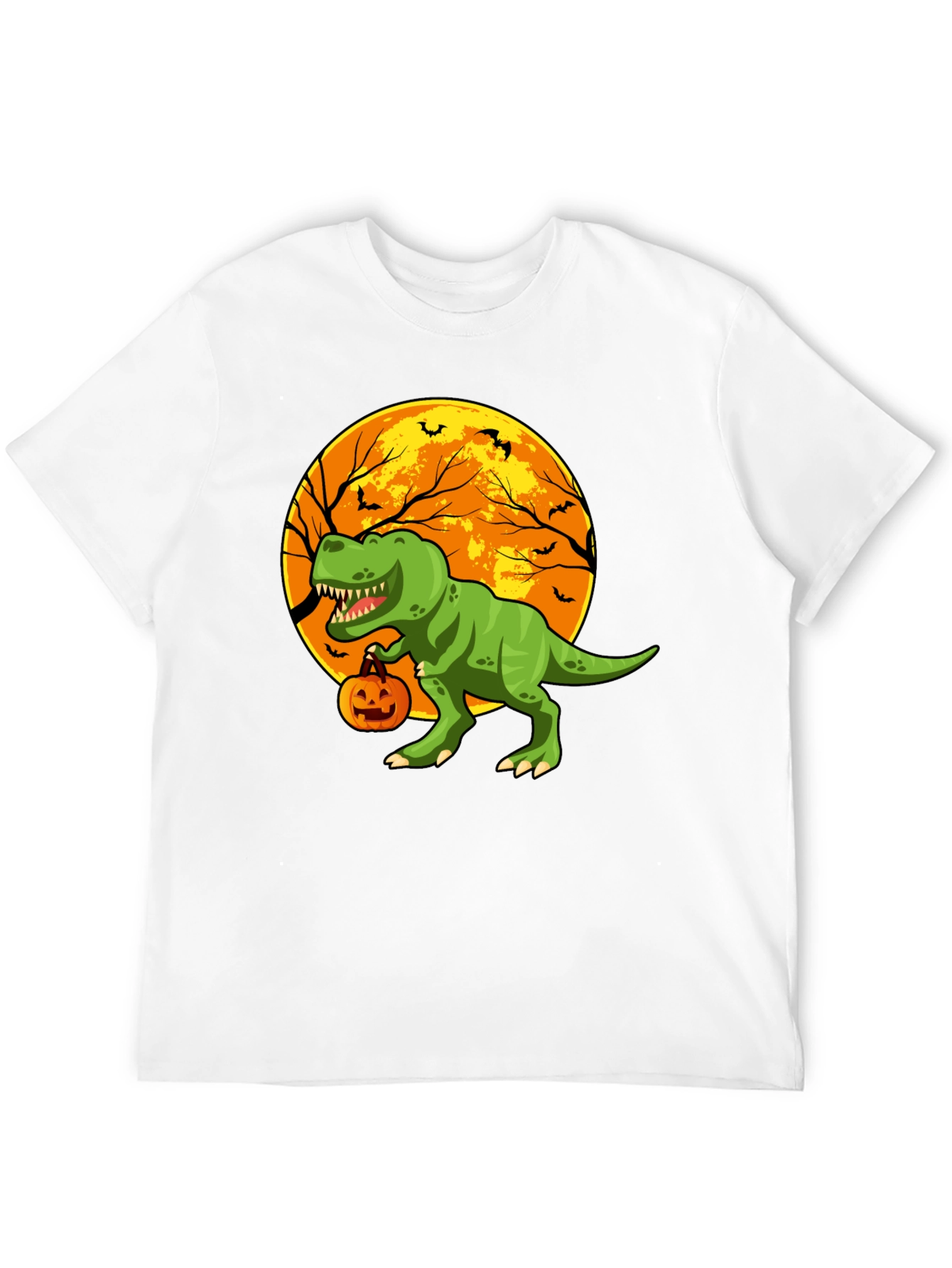 Dino Halloween T-Shirt - Trex Pumpkin Moon