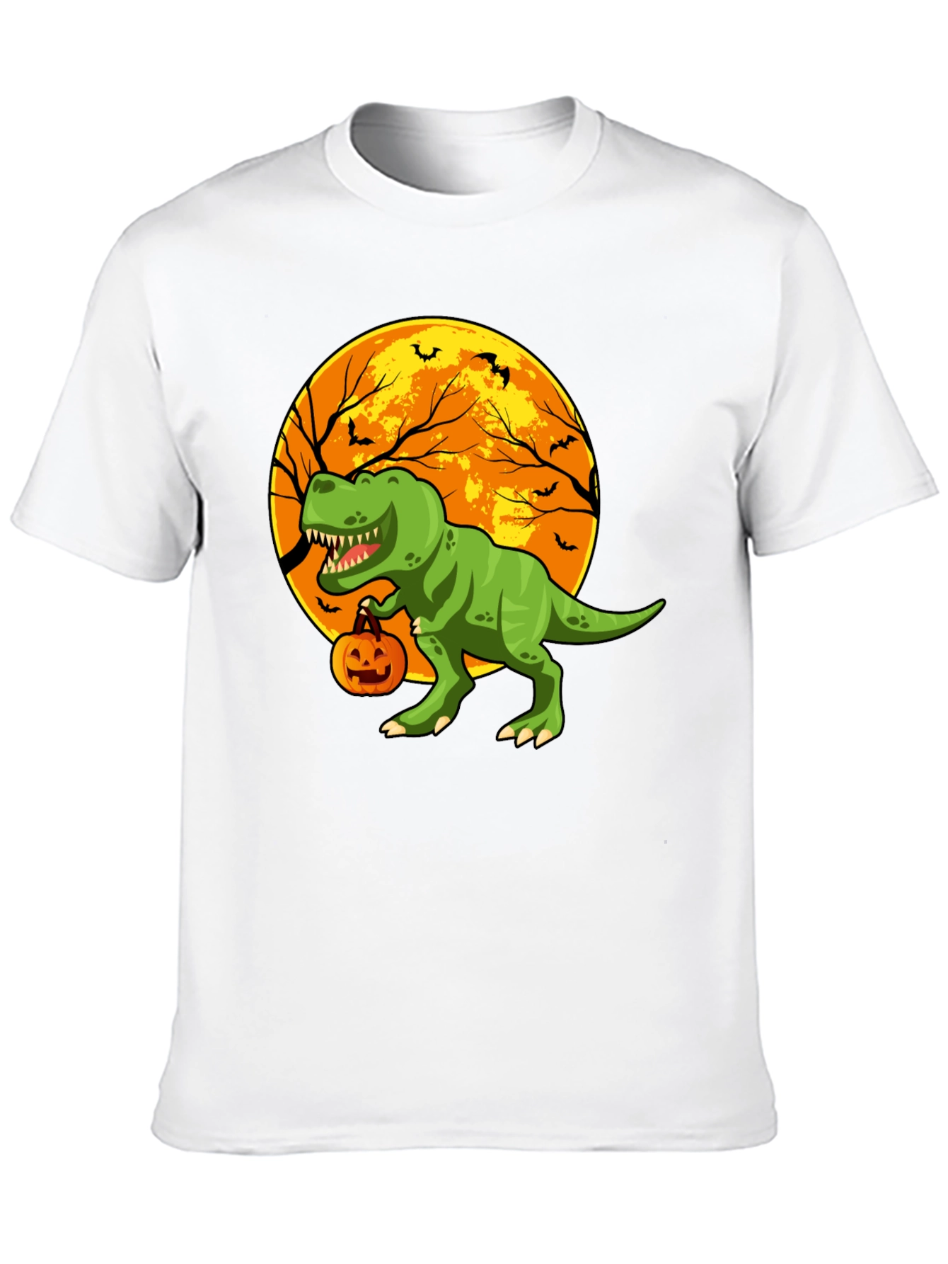 Dino Halloween T-Shirt - Trex Pumpkin Moon