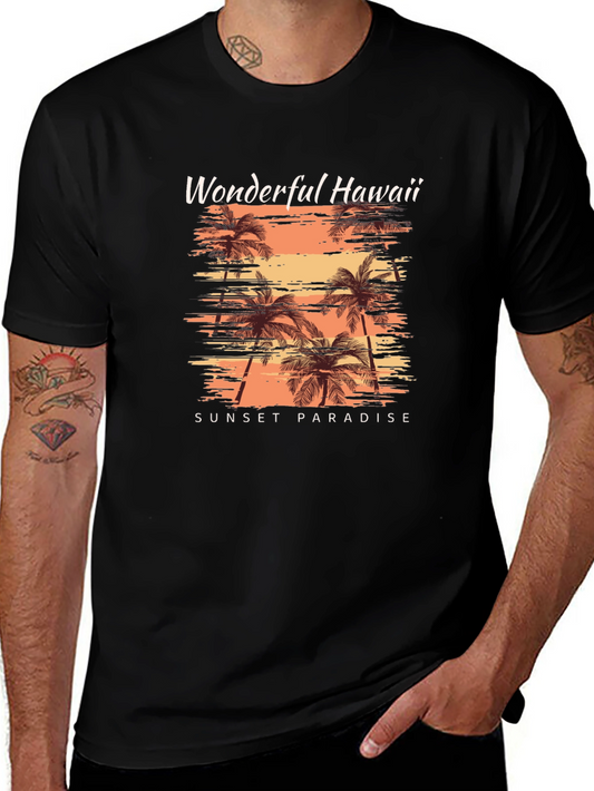 Wonderful Hawaii Sunset Paradise Black T-Shirt
