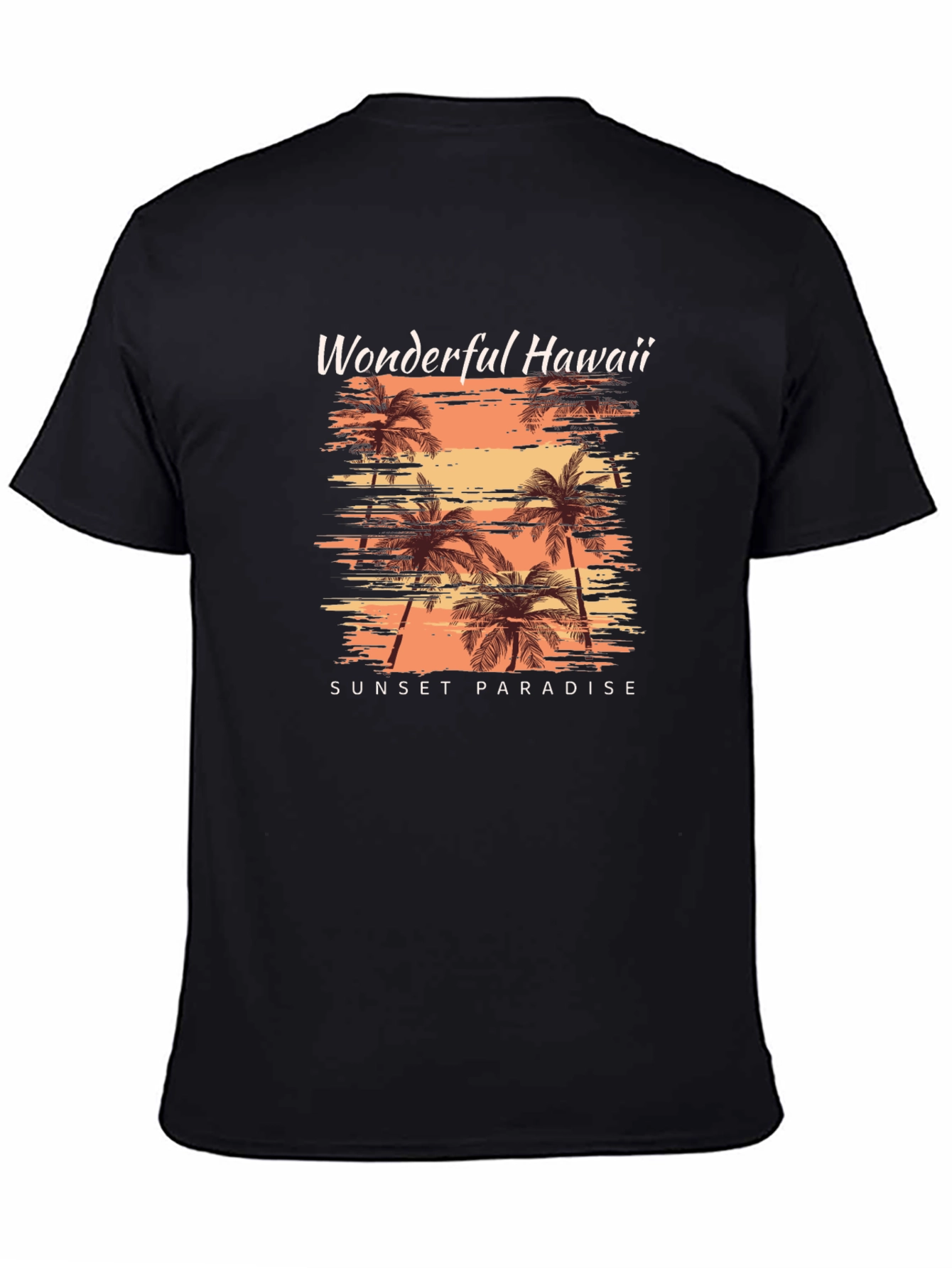 Wonderful Hawaii Sunset Paradise Black T-Shirt