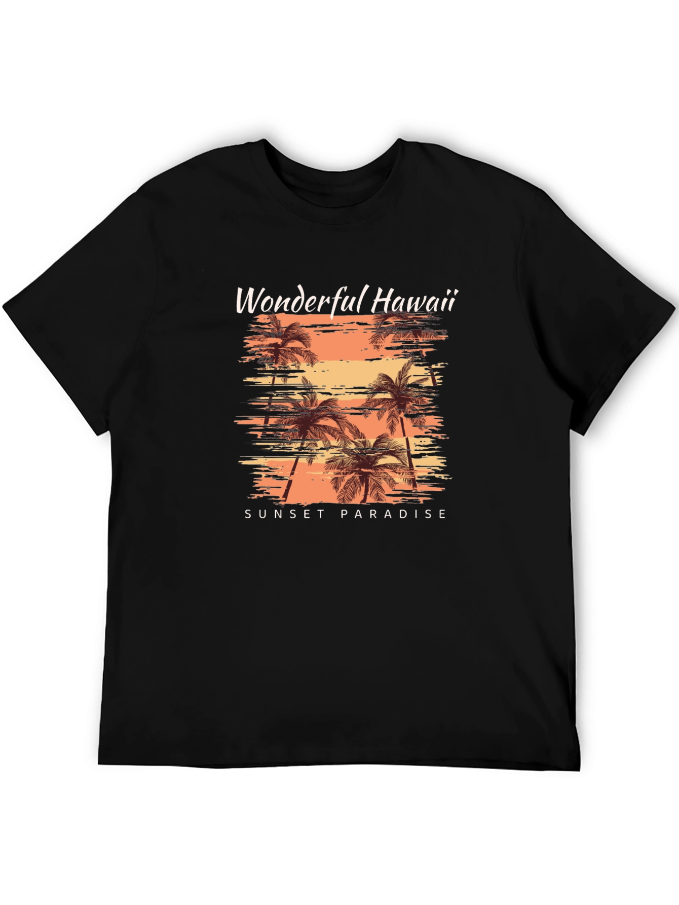 Wonderful Hawaii Sunset Paradise Black T-Shirt